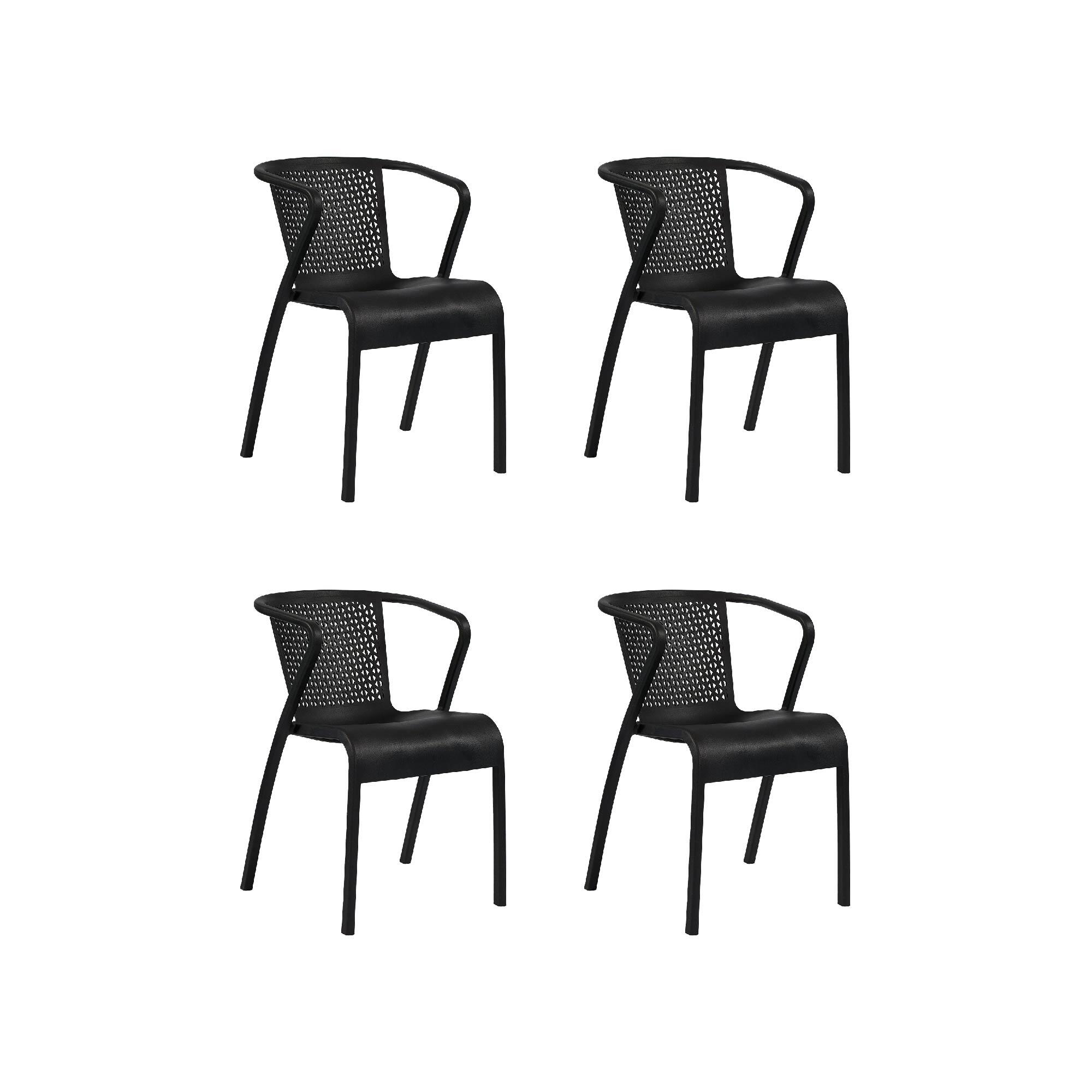 pack 4 sillas altas de jardin sin cojin de resina tuga negro