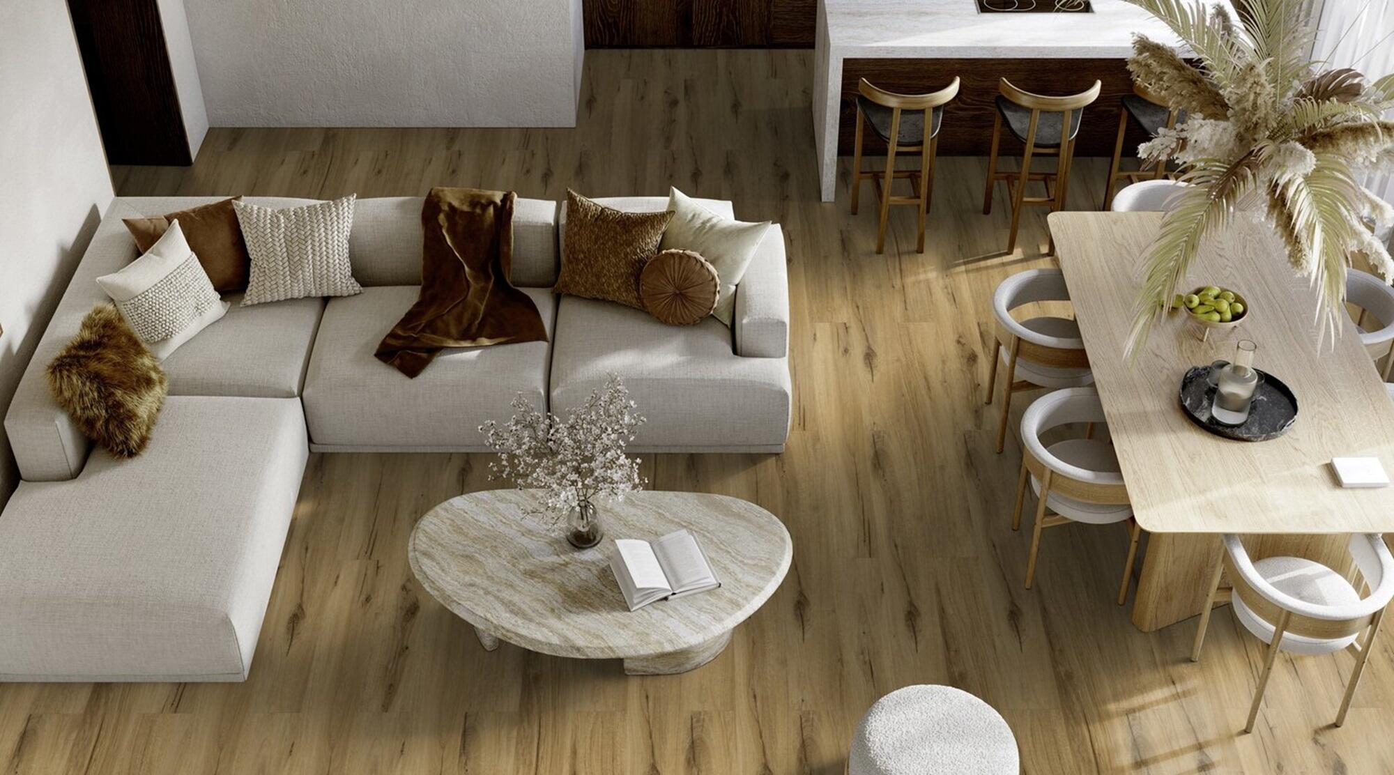 Pavimento vinílico lâmina de SPC click flutuante SENSO BAMBI RIGID ACOUSTIC superior Gerflor 5,7 mm com base - 9