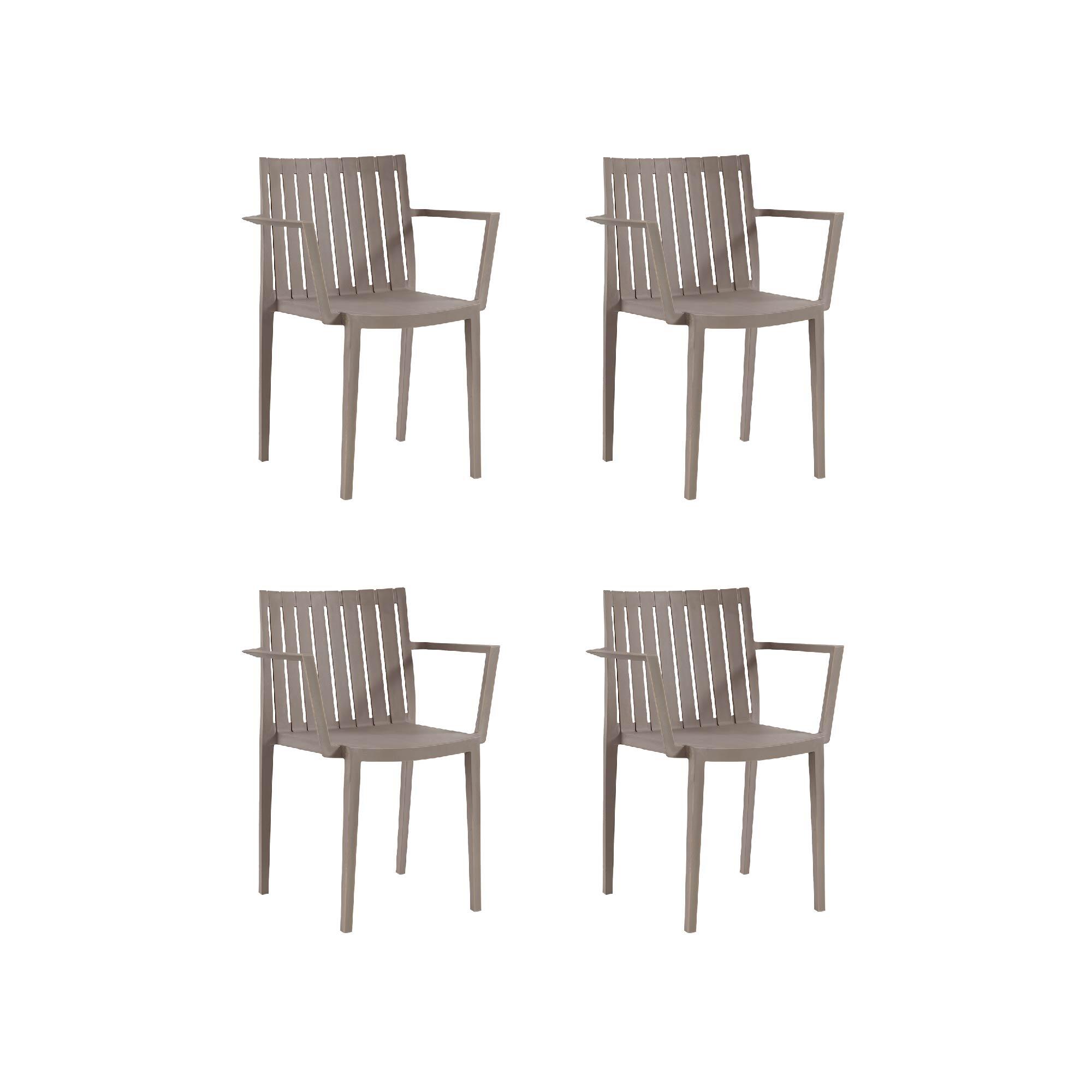 pack 4 sillas altas de jardin sin cojin de resina elite beige