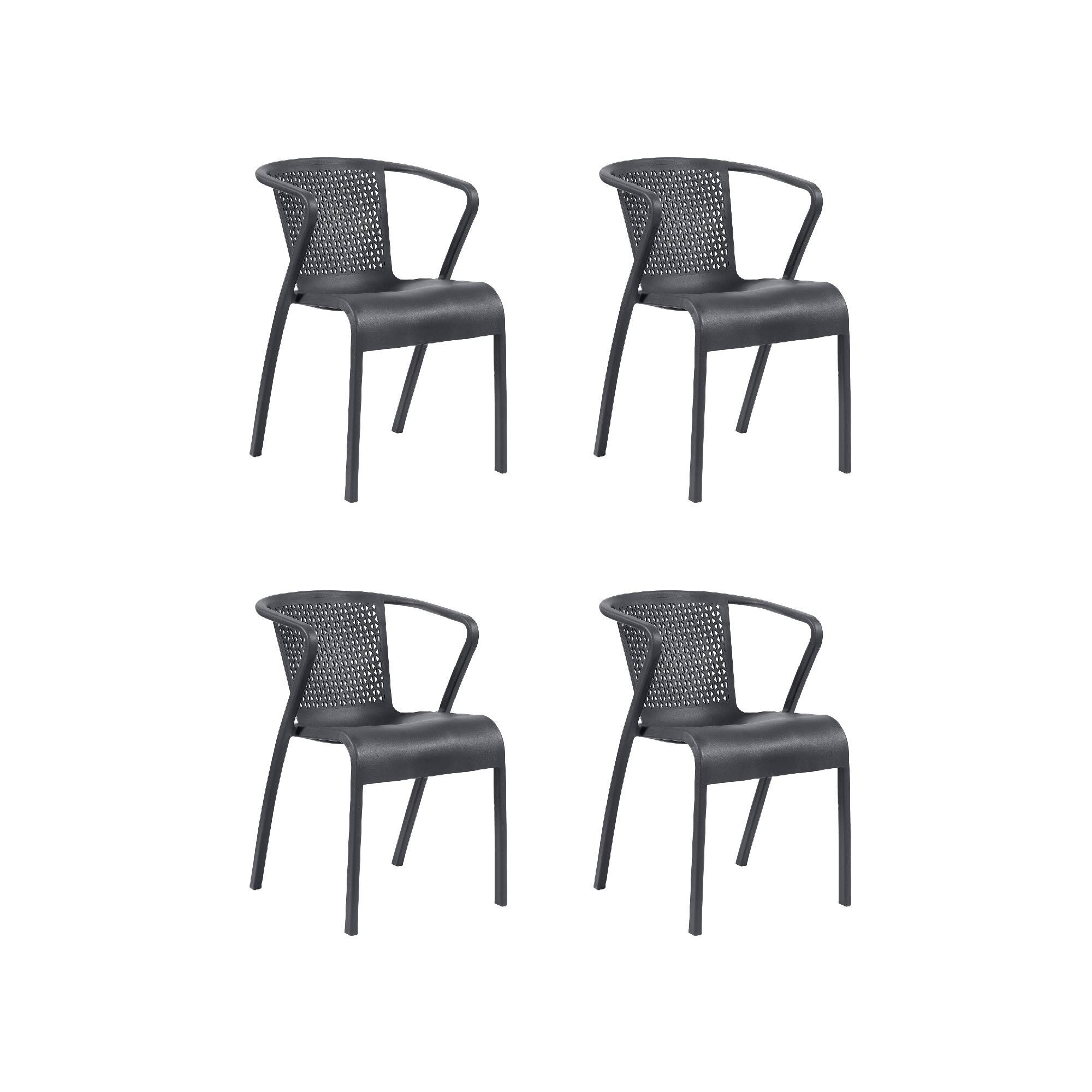 pack 4 sillas altas de jardin sin cojin de resina tuga gris