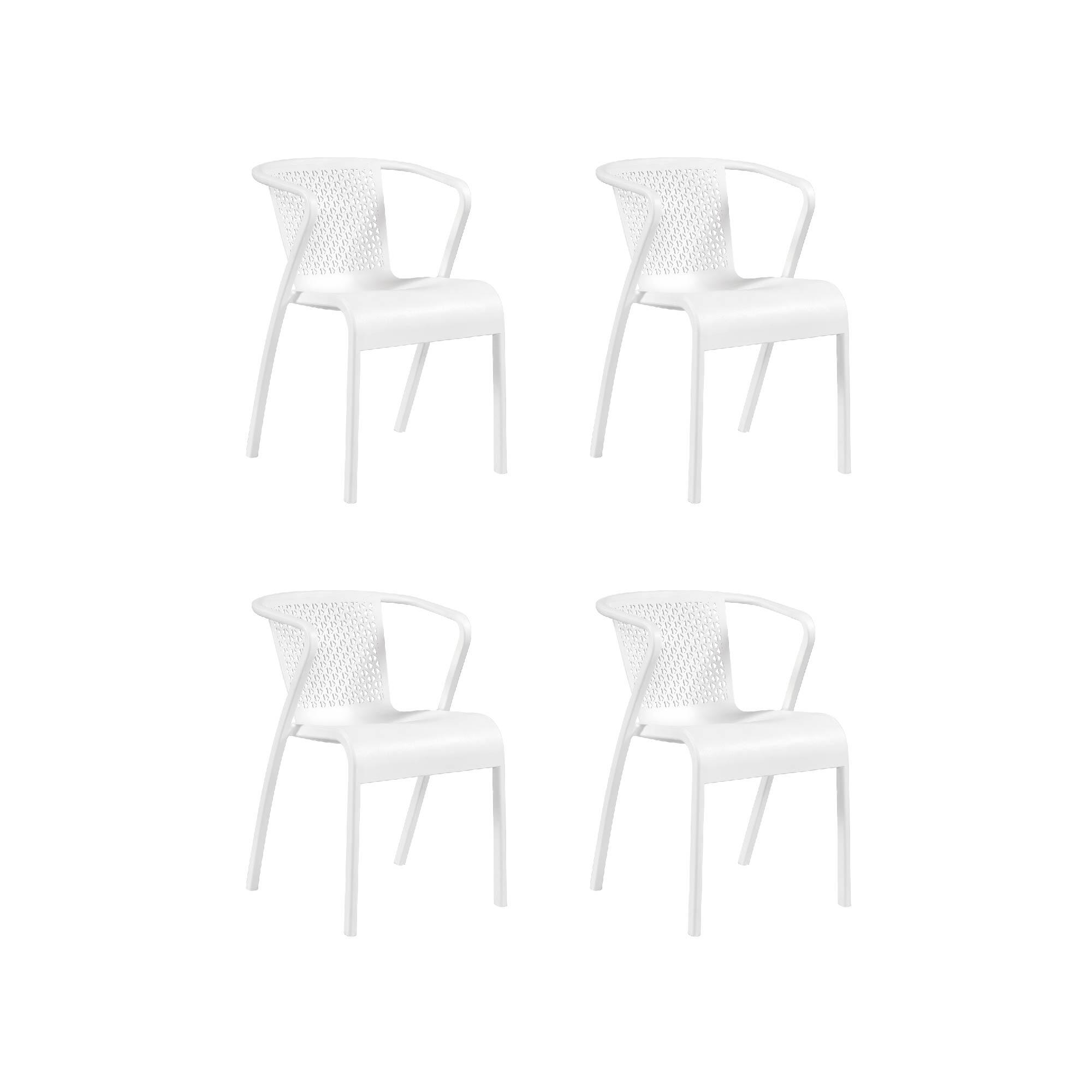 pack 4 sillas altas de jardin sin cojin de resina tuga blanco