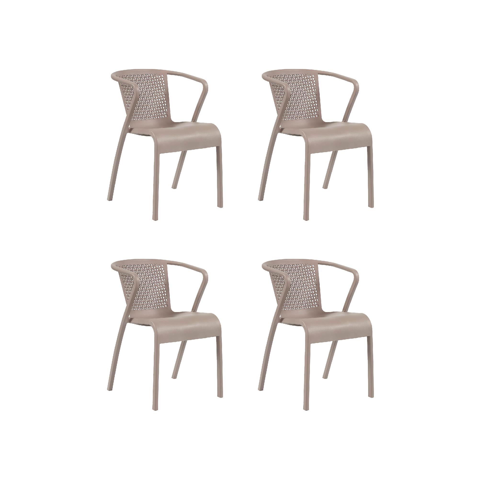 pack 4 sillas altas de jardin sin cojin de resina tuga beige