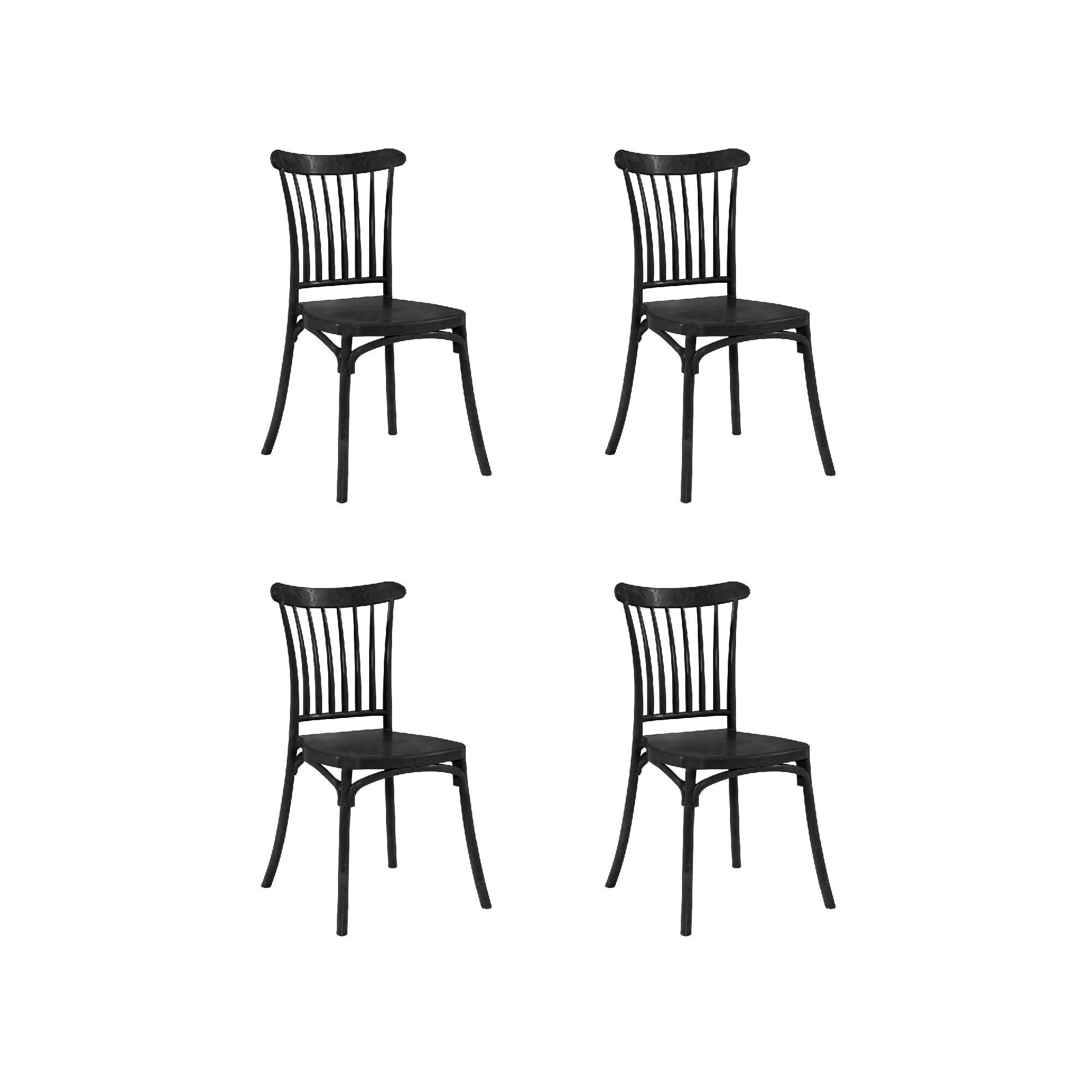 pack 4 sillas altas de jardin sin cojin de resina havana negro