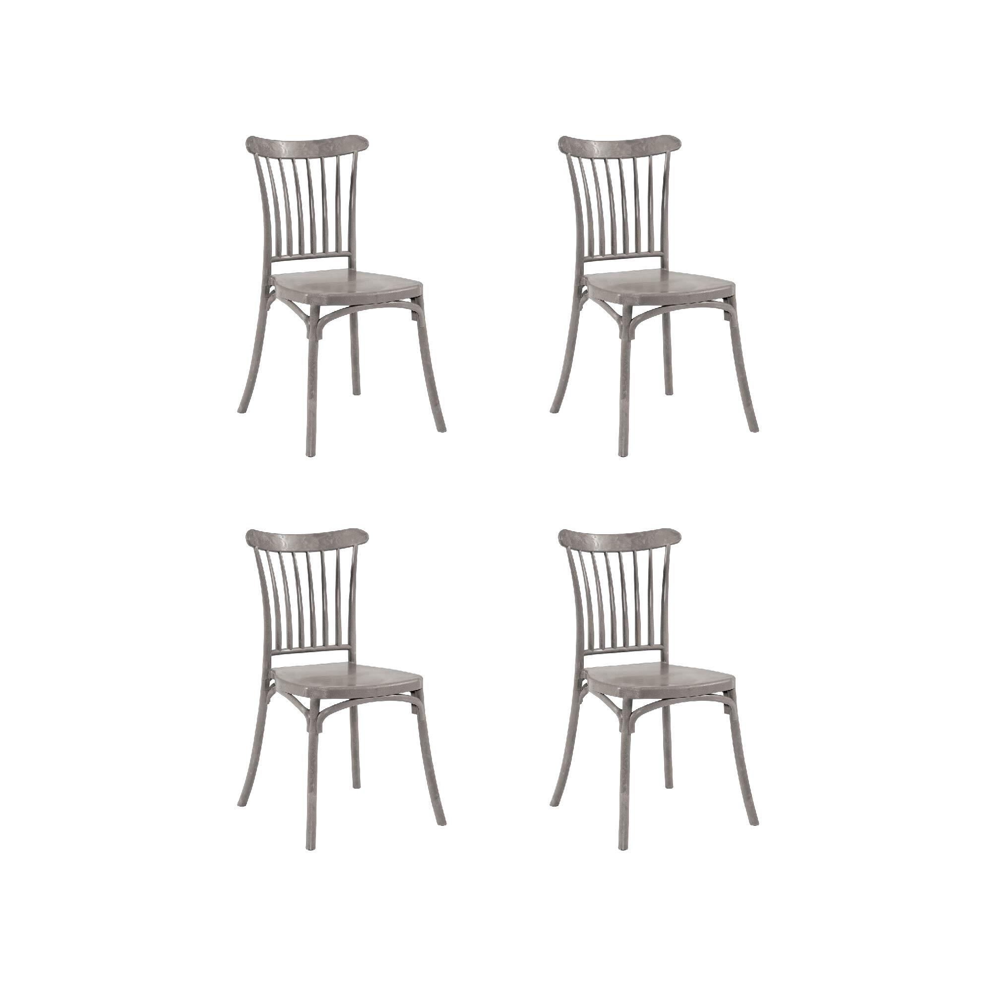 pack 4 sillas altas de jardin sin cojin de resina havana beige