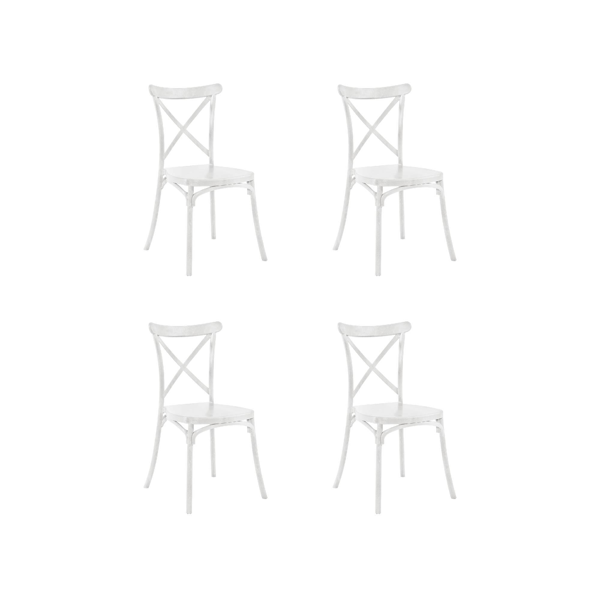 pack 4 sillas altas de jardin sin cojin de resina palma blanco