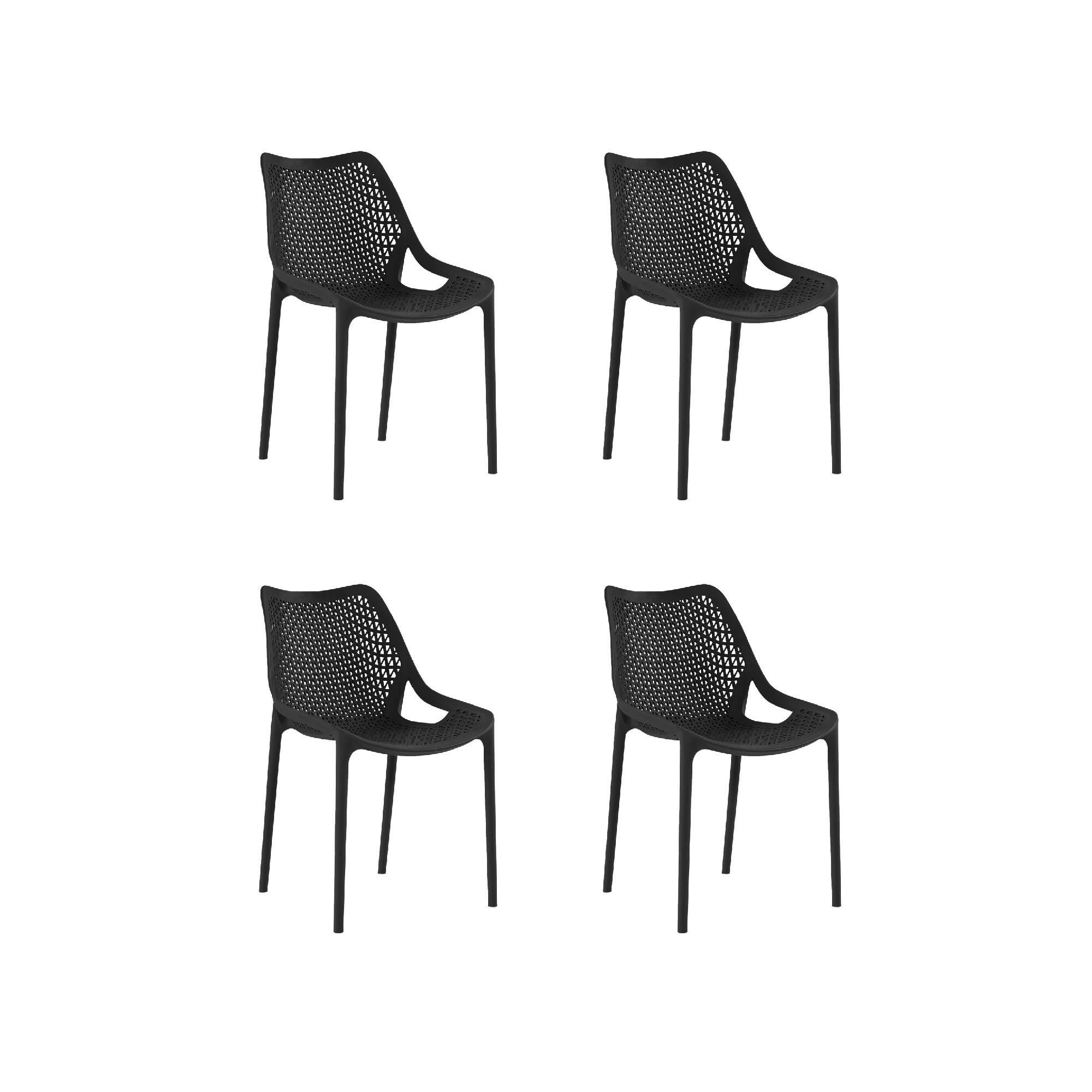pack 4 sillas altas de jardin sin cojin de resina oxy negro