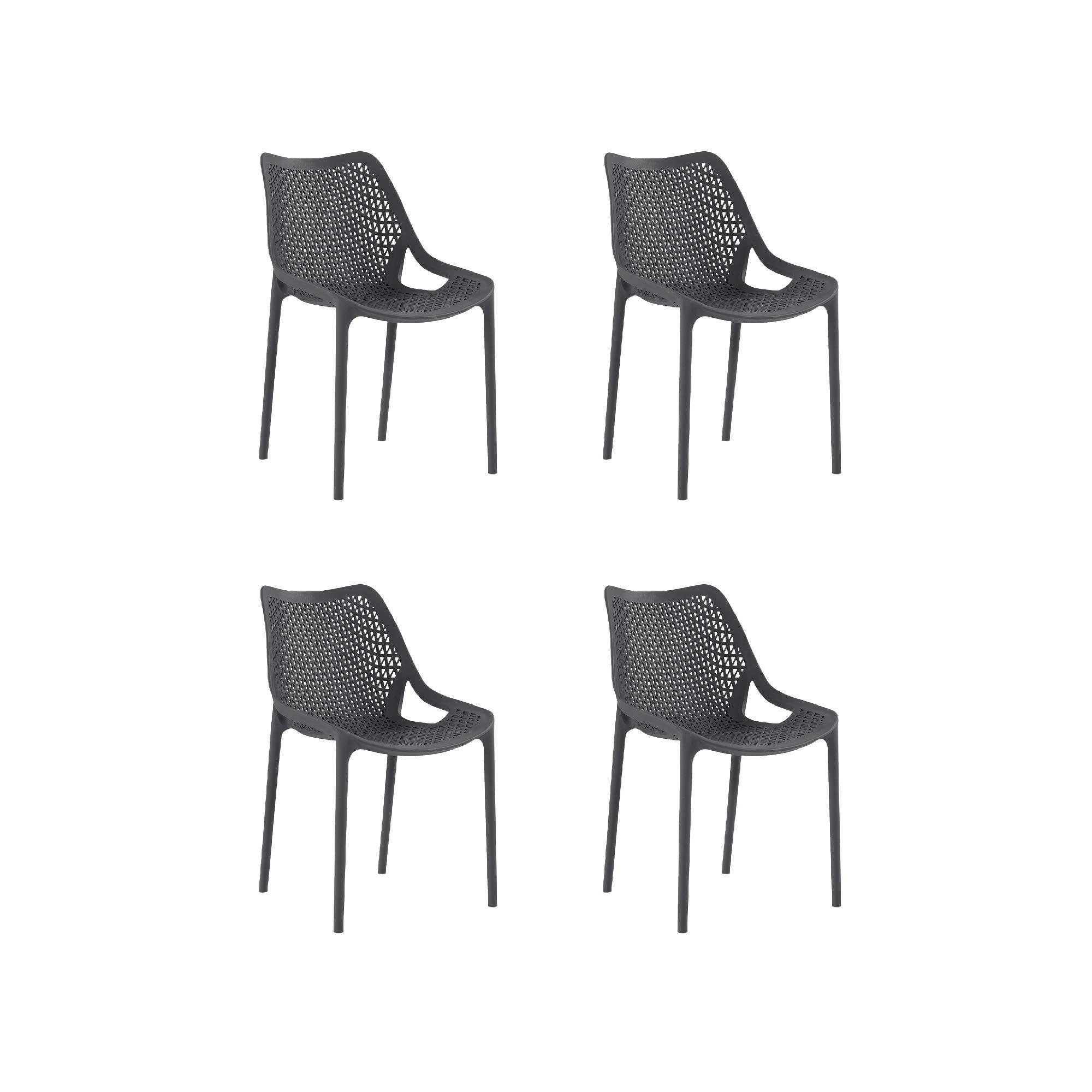 pack 4 sillas altas de jardin sin cojin de resina oxy gris