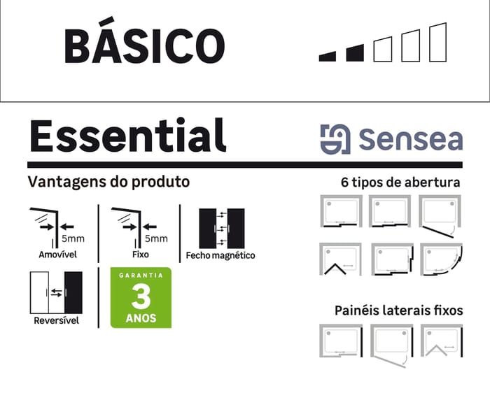 quartil de qualidade gama de proteção de duche Essential 