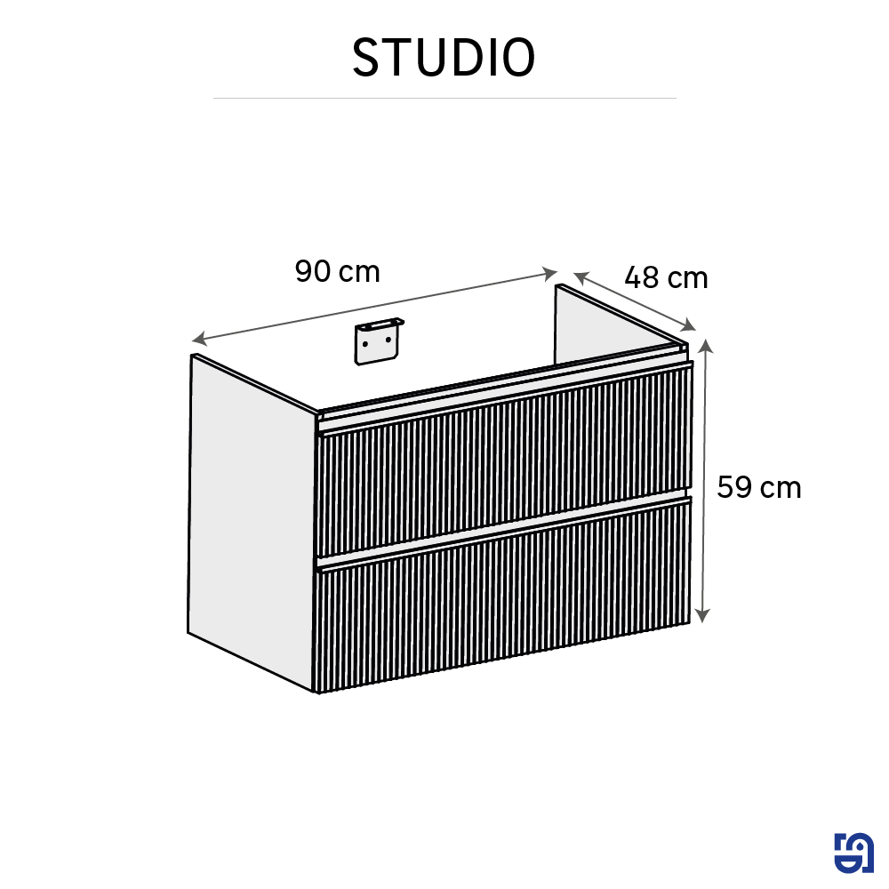Meuble sous-vasque 2t l.90 x H.58 x P.48.1 cm imit chêne strié Studio - 8