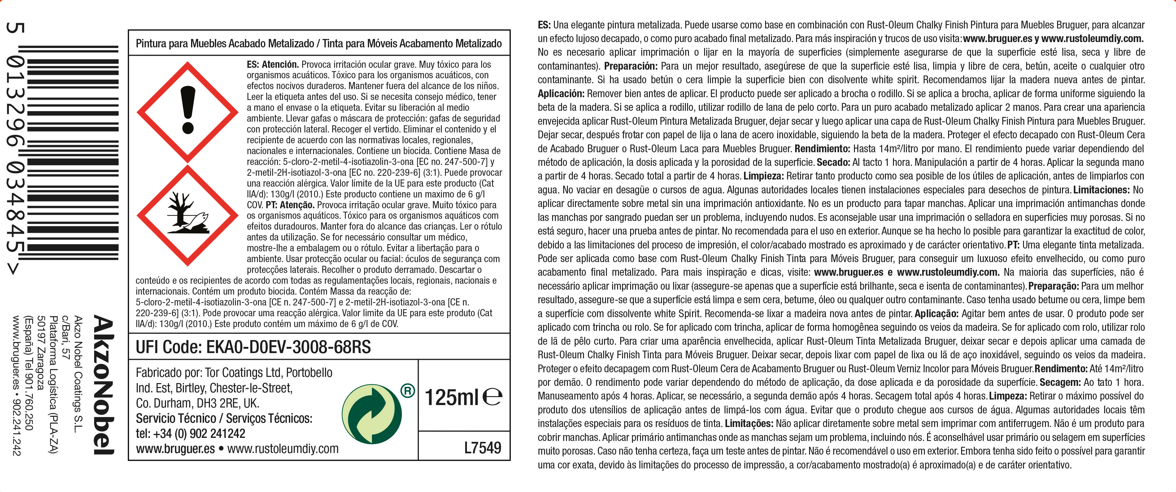 Pintura para muebles efecto metalizado RUST-OLEUM 125 ml plata - 4