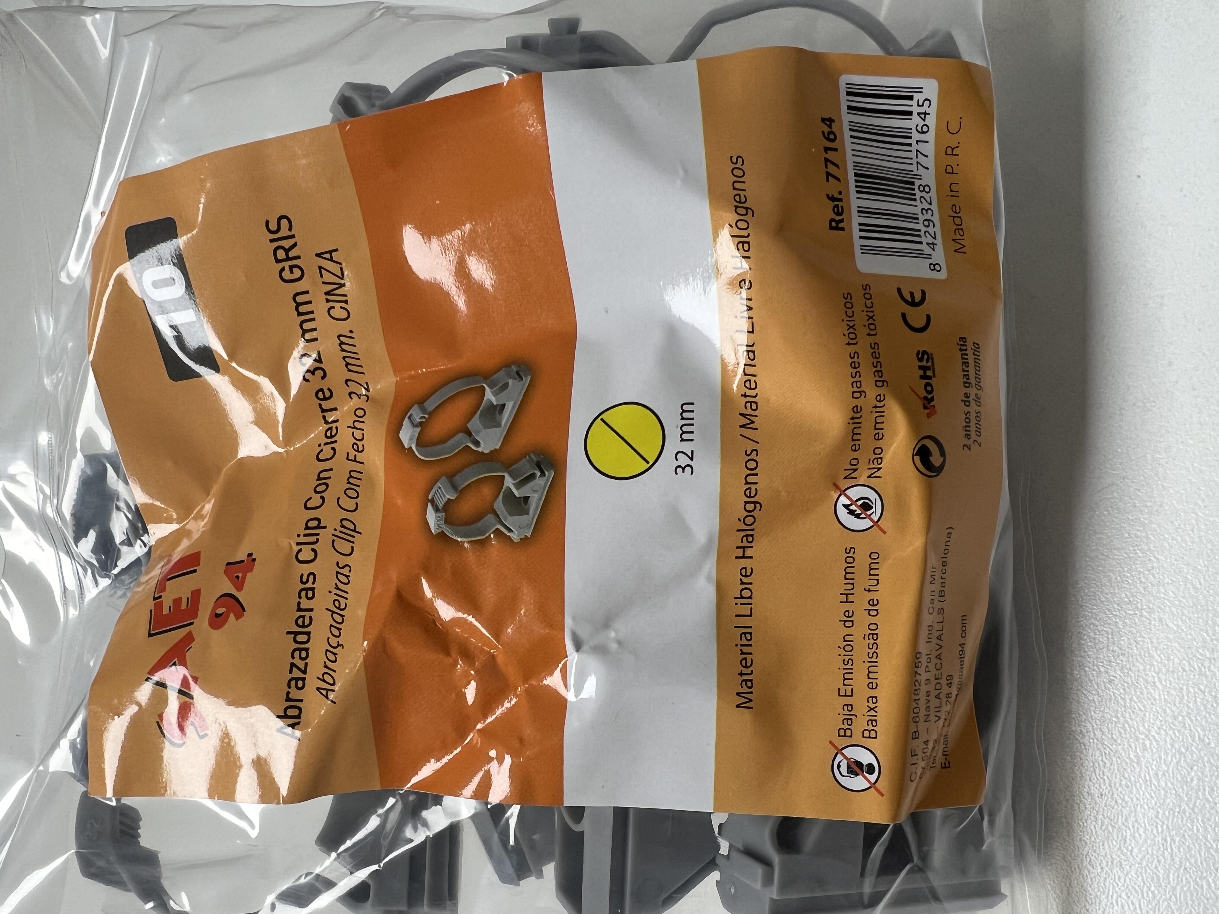 Pack 10 ABRAZADERA PLAST.C/CIERRE 32MM GRIS - 2