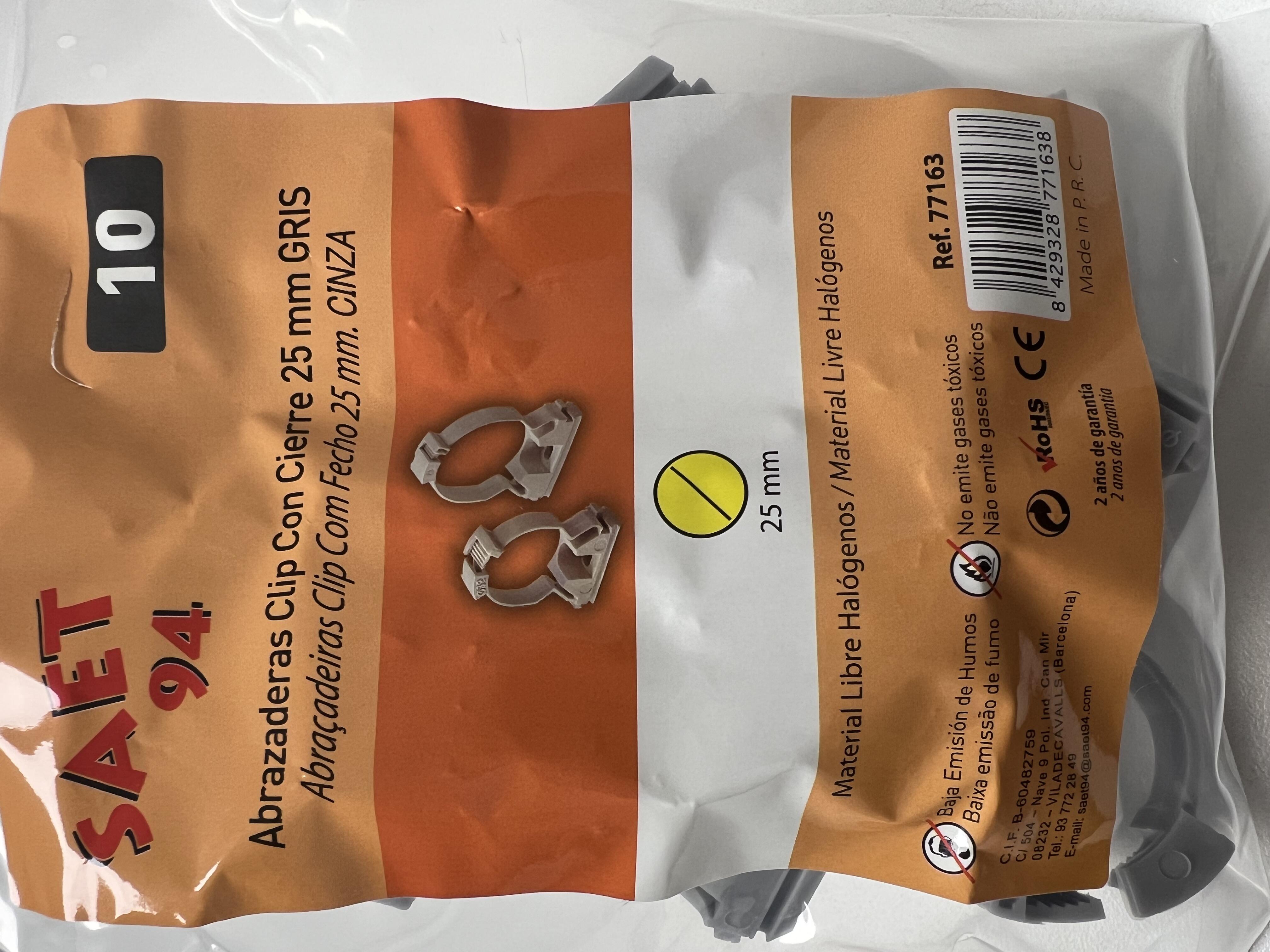 Pack 10 ABRAZADERA PLAST.C/CIERRE 25MM GRIS - 2