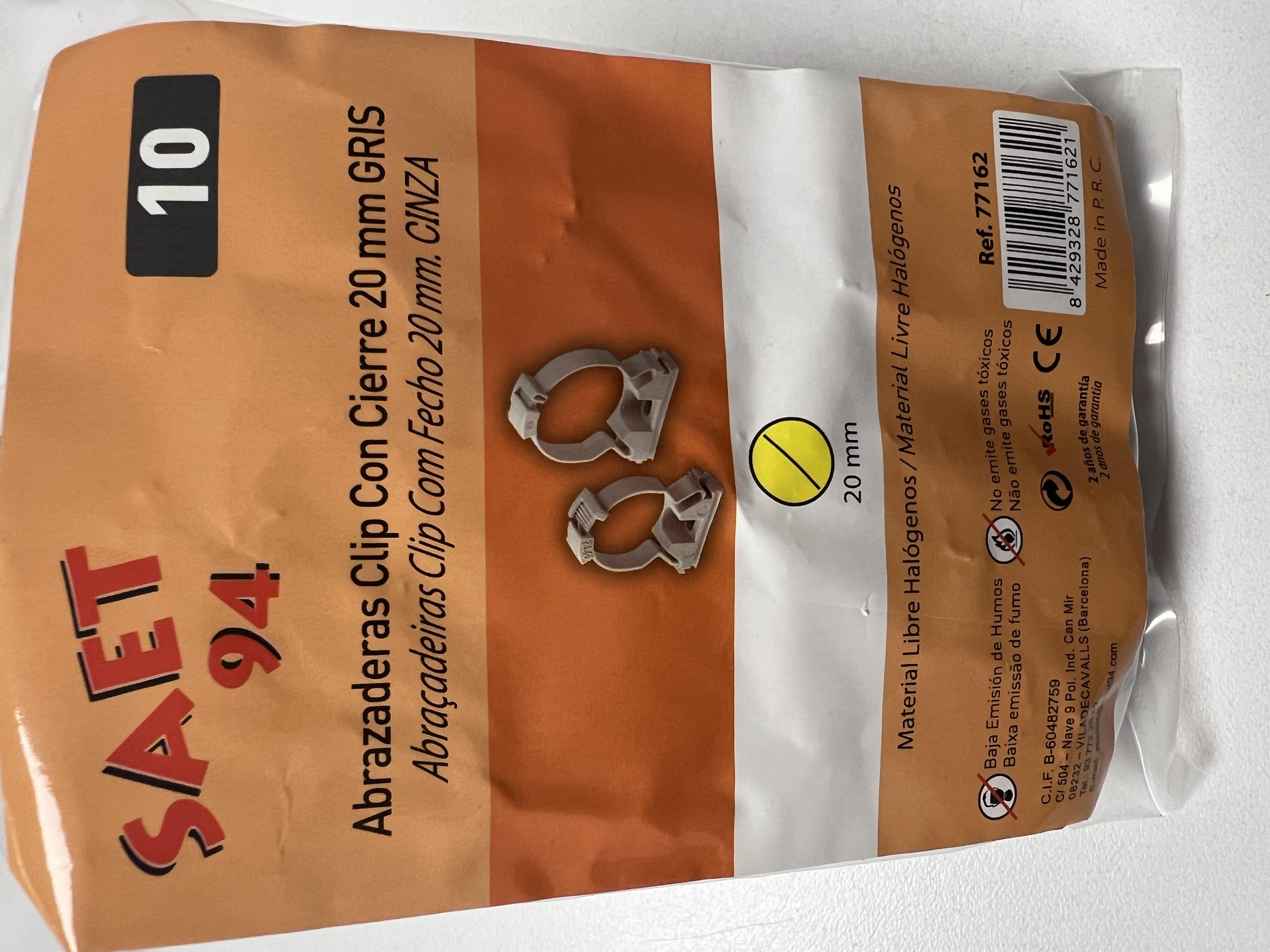 Pack 10 ABRAZADERA PLAST.C/CIERRE 20MM GRIS - 2