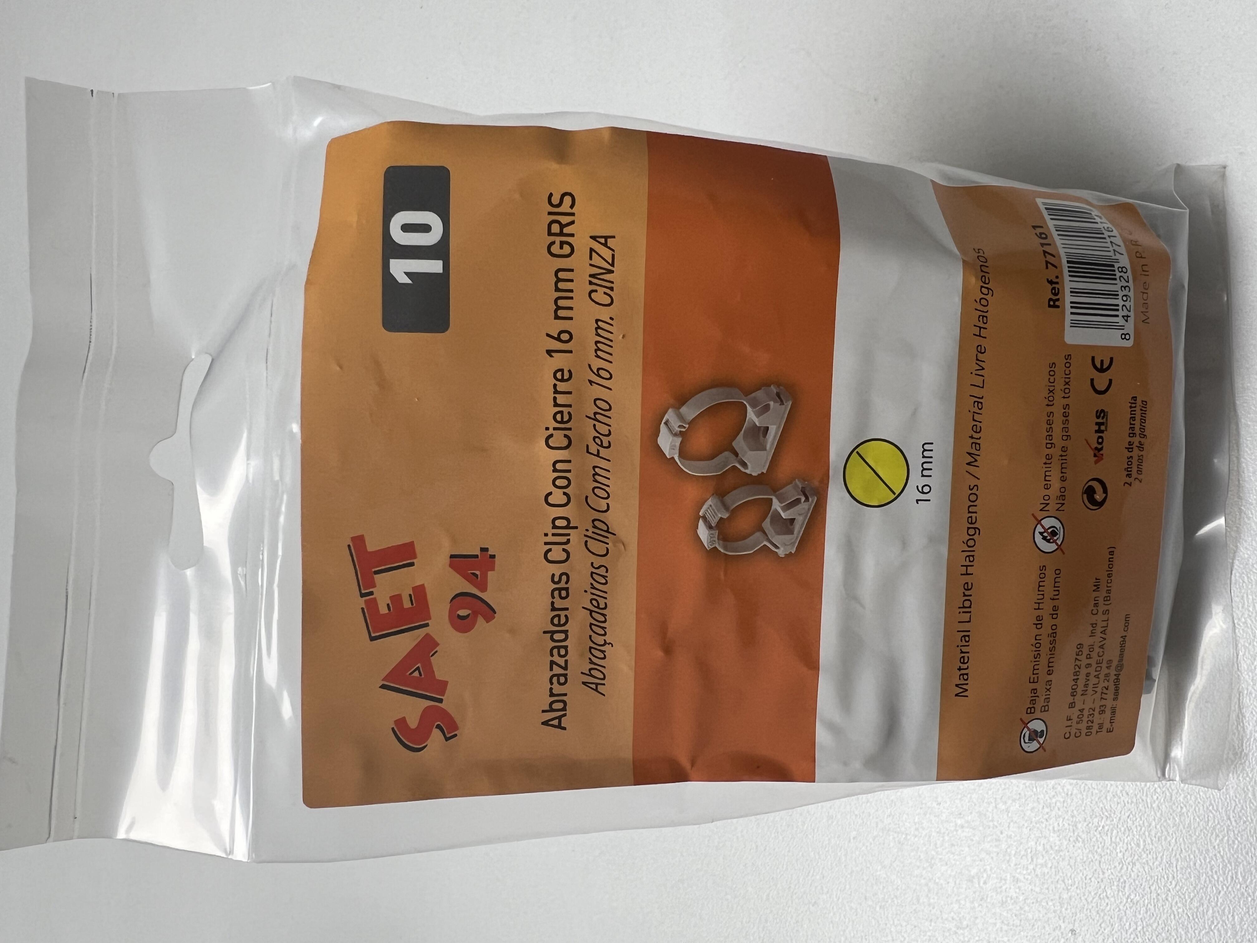 Pack 10 ABRAZADERA PLAST.C/CIERRE 16MM GRIS - 2