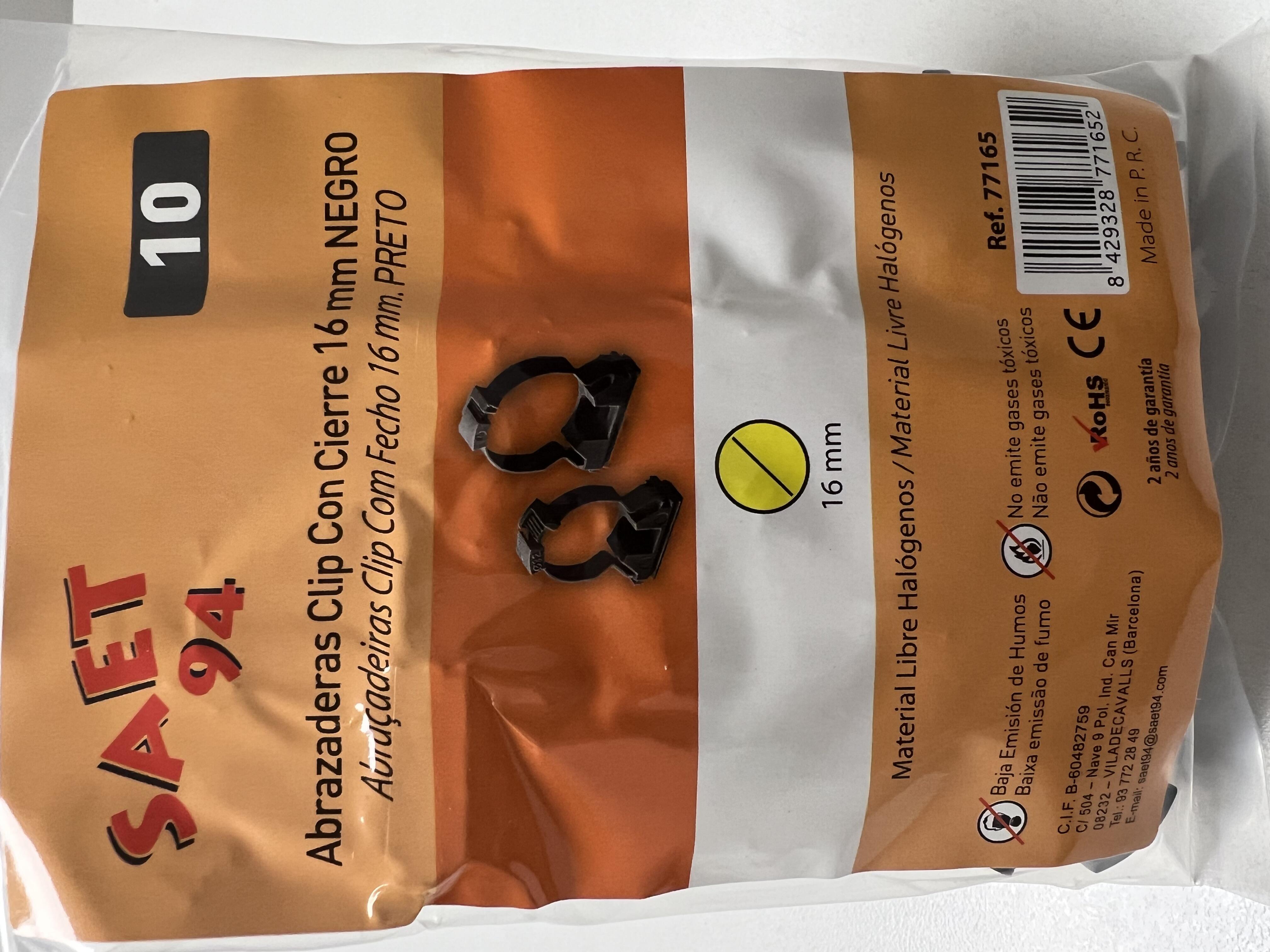 Pack 10 ABRAZADERA PLAST.C/CIERRE 16MM NEGRO - 2