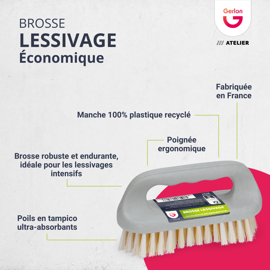 Brosse à main polypropylène GERLON Bricolage, éco tampico - 4