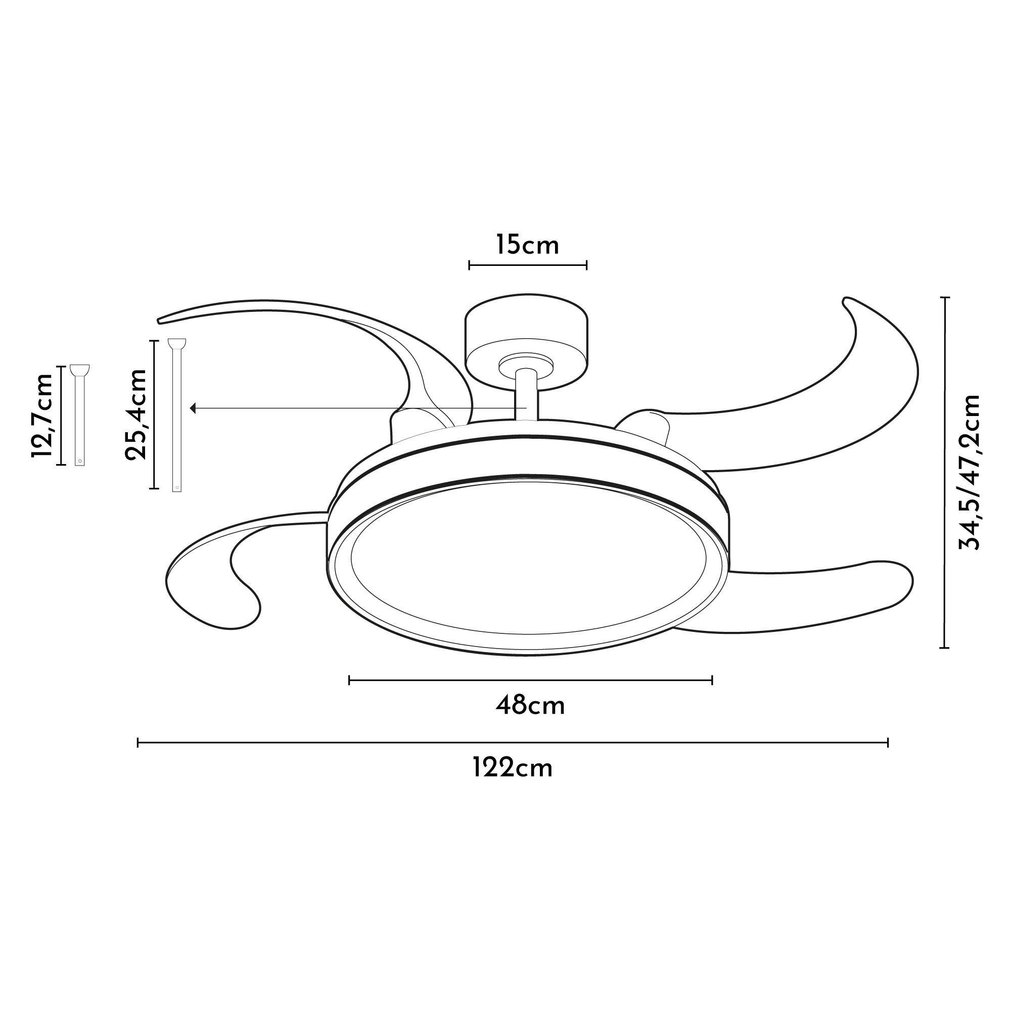 Ventilador de techo con luz silencioso DC Arte Confort Dube L Blanco/Negro blanco/negro 122 cm - 8