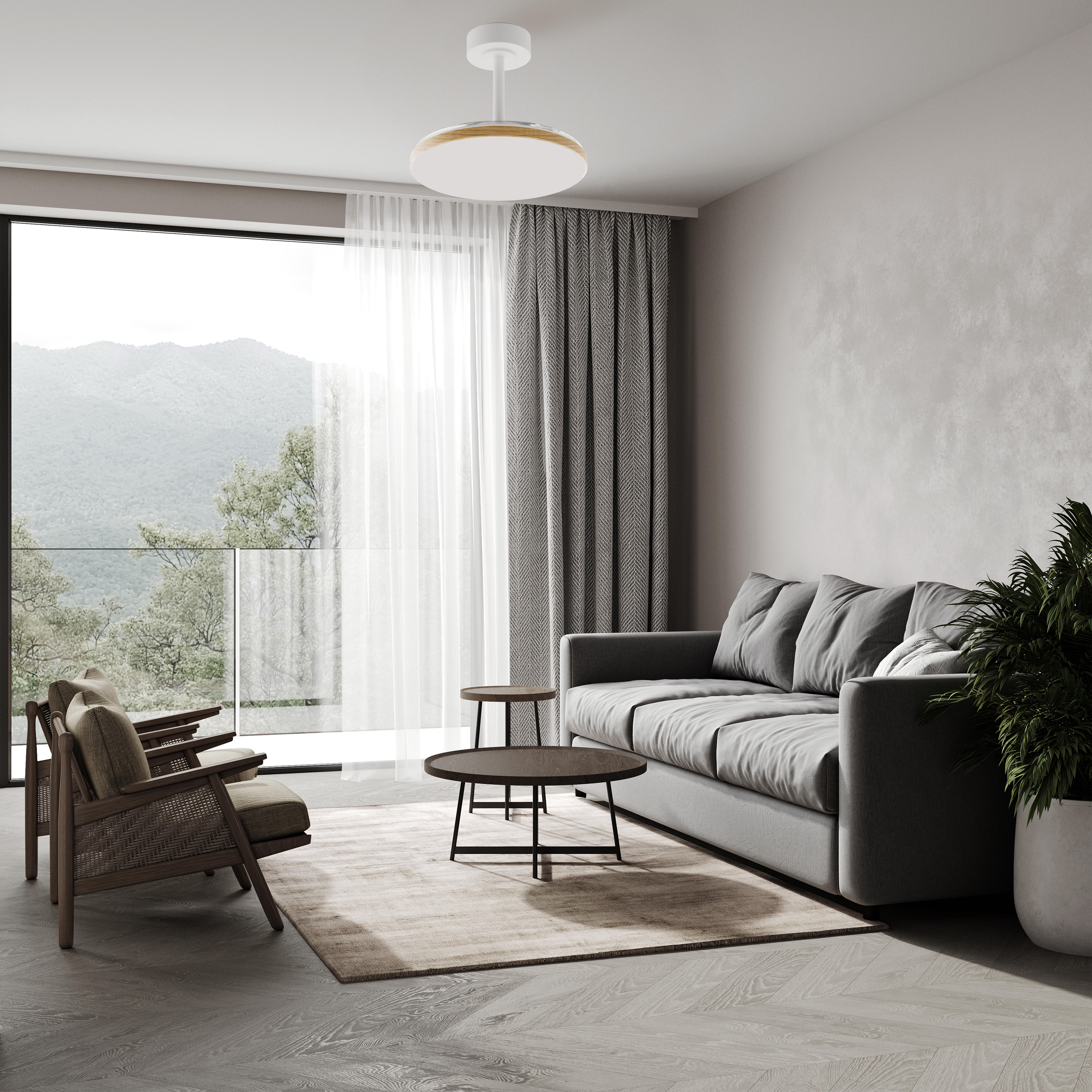 Ventilador de techo con luz silencioso DC 25W con mando ø90 cm Slim MANTRA marrón luz CCT 3 aspas retráctiles tipo lámpara| 3 velocidades| modo verano/invierno| recomendado para <13m² - 14