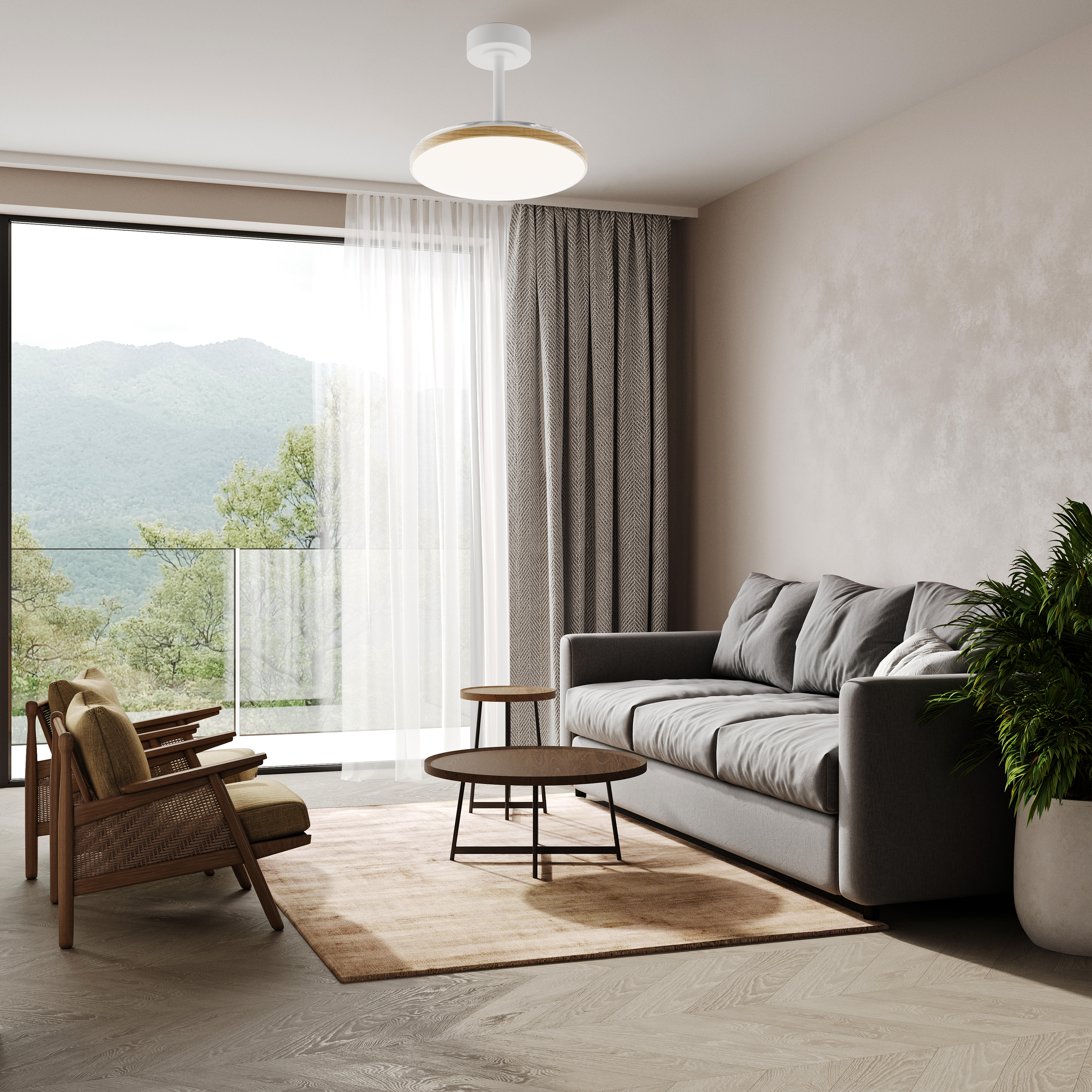 Ventilador de techo con luz silencioso DC 25W con mando ø90 cm Slim MANTRA marrón luz CCT 3 aspas retráctiles tipo lámpara| 3 velocidades| modo verano/invierno| recomendado para <13m² - 13