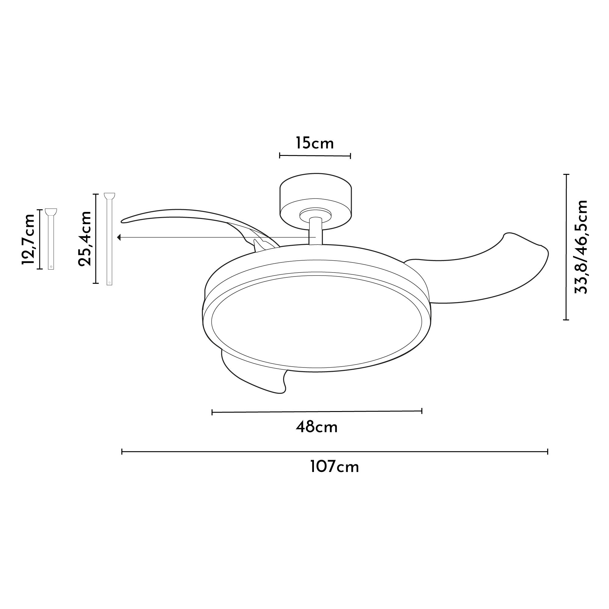 Ventilador de techo con luz silencioso DC 30W con mando ø107 cm Velix ARTE CONFORT blanco luz CCT 3 aspas retráctiles tipo lámpara| 6 velocidades| modo verano/invierno| brisa| recomendado de 13 a 20m² - 8