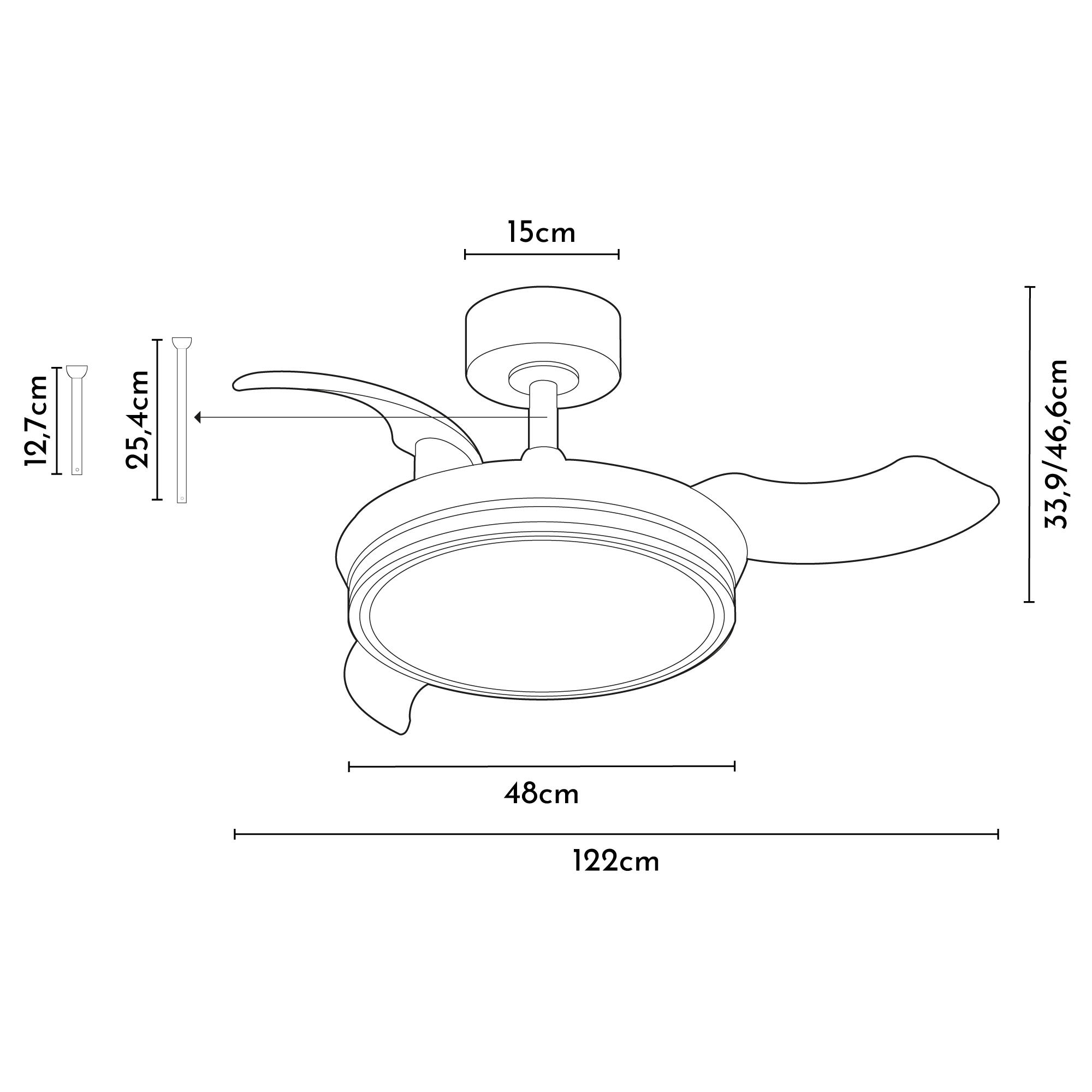 Ventilador de techo con luz silencioso DC 22W con mando ø91 cm Procy ARTE CONFORT blanco luz CCT 3 aspas retráctiles tipo lámpara| 6 velocidades| modo verano/invierno| temporizador| brisa| recomendado para <13m² - 8