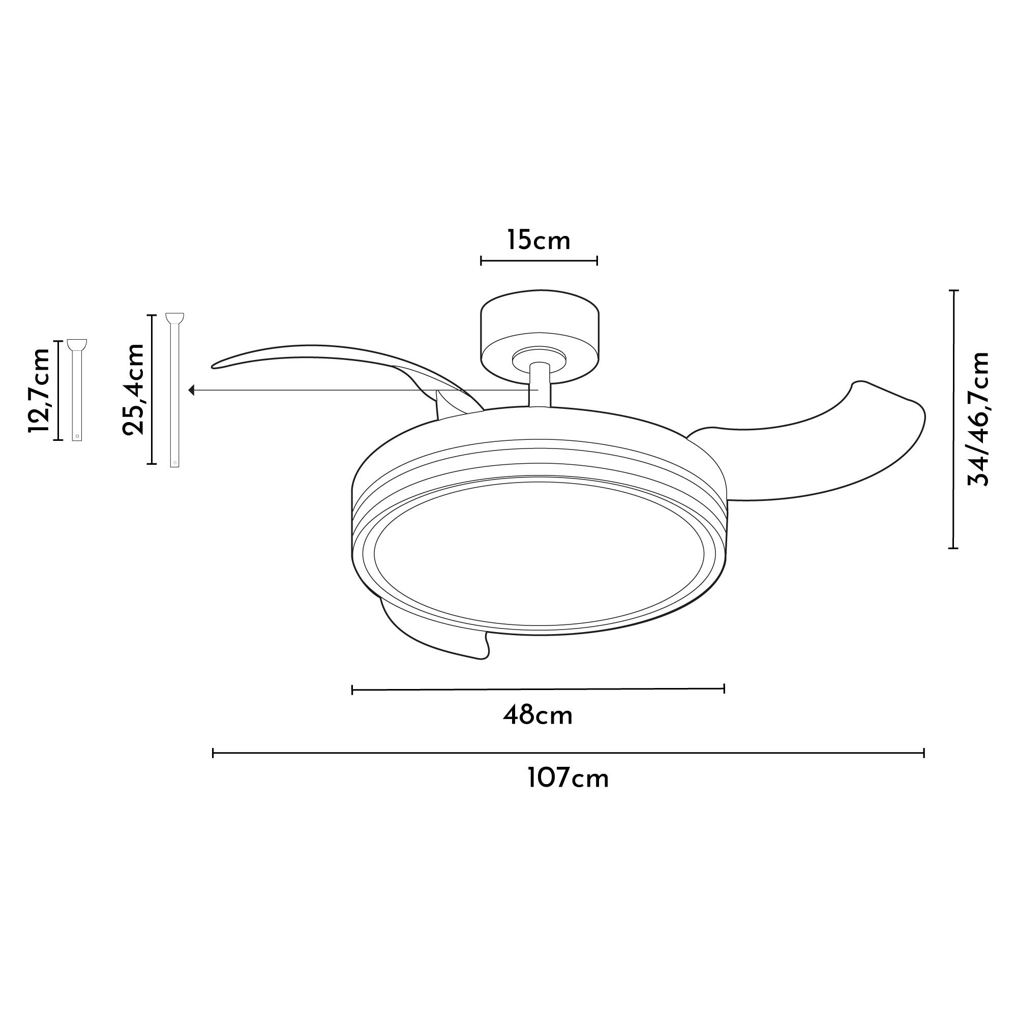 Ventilador de techo con luz silencioso DC 30W con mando ø107 cm Procy ARTE CONFORT blanco luz CCT 3 aspas retráctiles tipo lámpara| 6 velocidades| modo verano/invierno| brisa| temporizador| recomendado de 13 a 20m² - 8