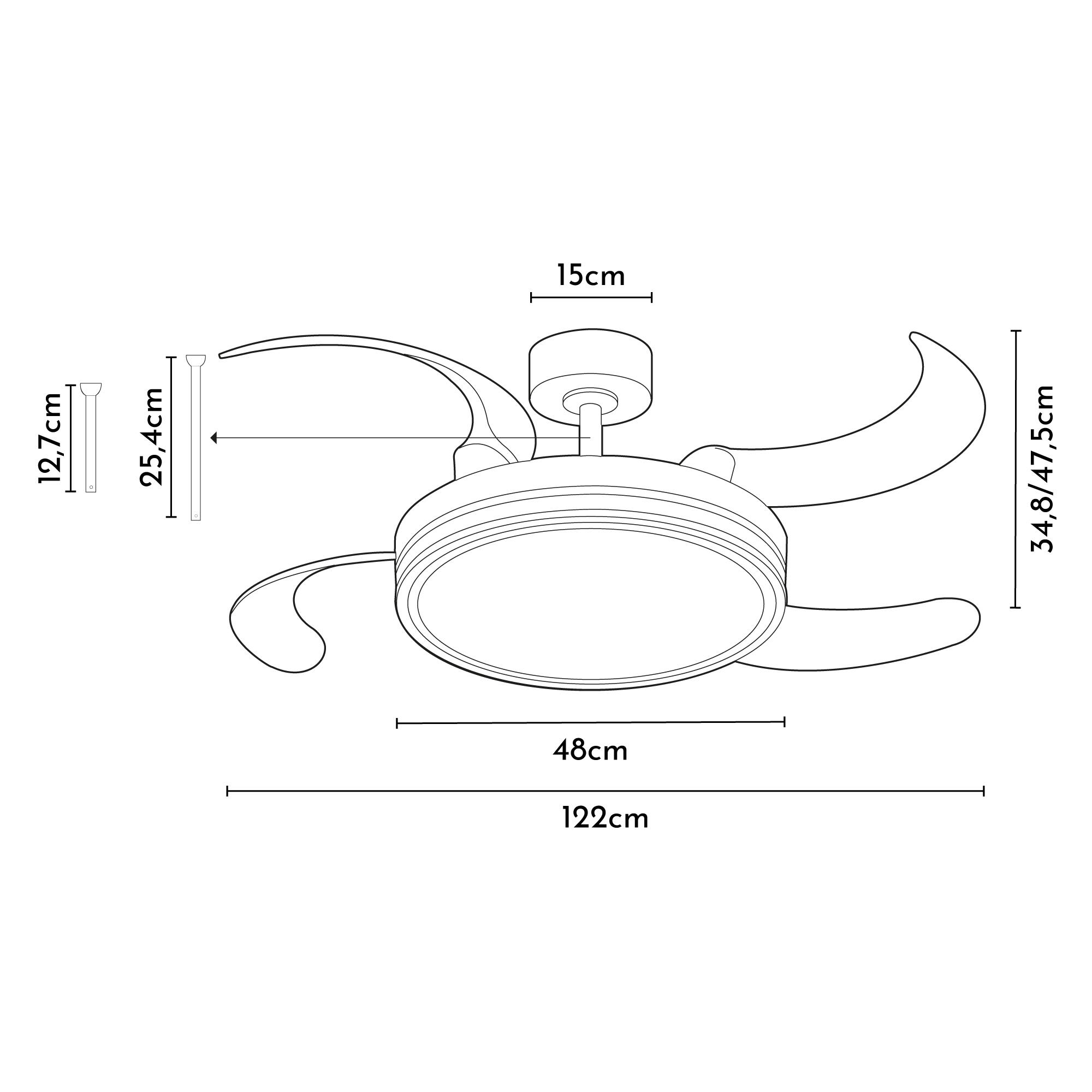 Ventilador de techo con luz silencioso DC 30W con mando ø122 cm Procy L ARTE CONFORT blanco luz CCT 4 aspas| 6 velocidades| modo verano/invierno| temporizador| brisa| recomendado de 13 a 20m² - 8