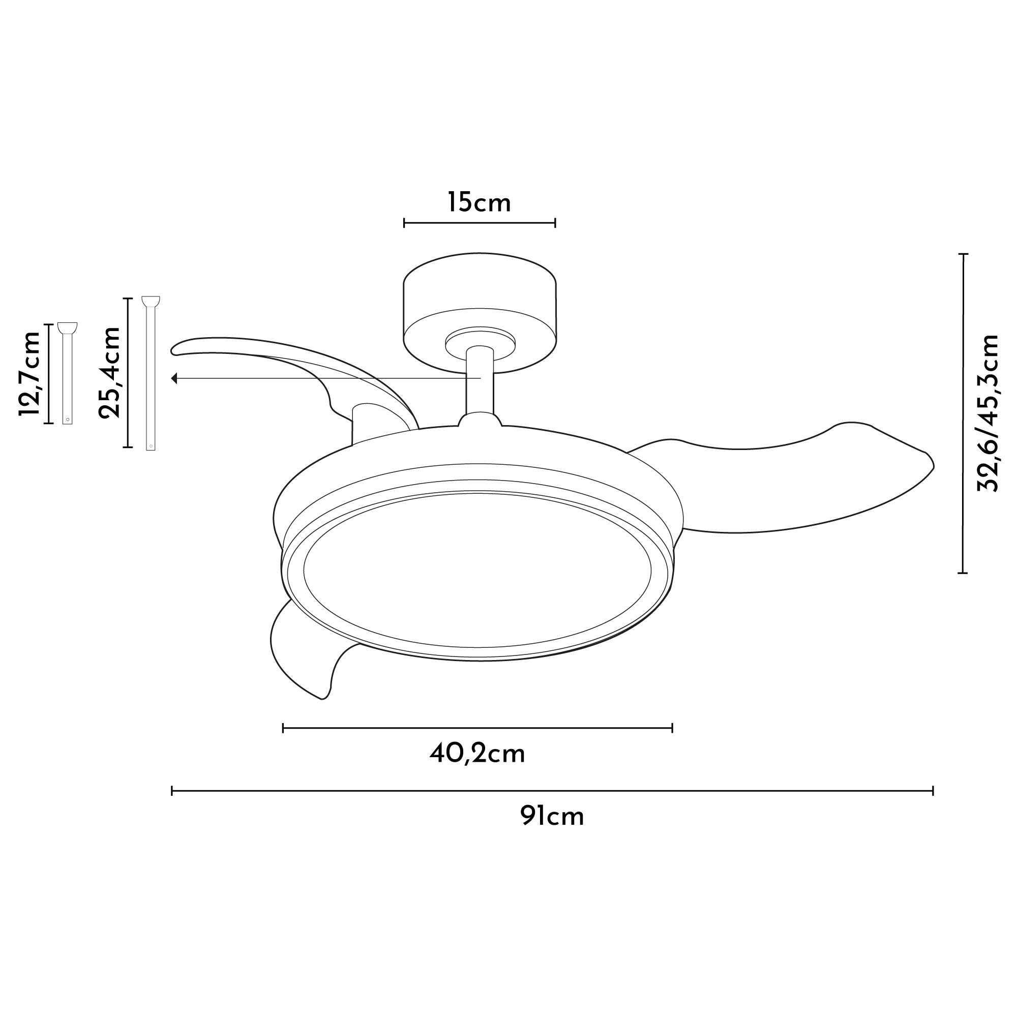 Ventilador de techo con luz silencioso DC 22W con mando ø91 cm Notus ARTE CONFORT blanco luz CCT 3 aspas retráctiles tipo lámpara| 6 velocidades| modo verano/invierno| temporizador| brisa| recomendado para <13m² - 8