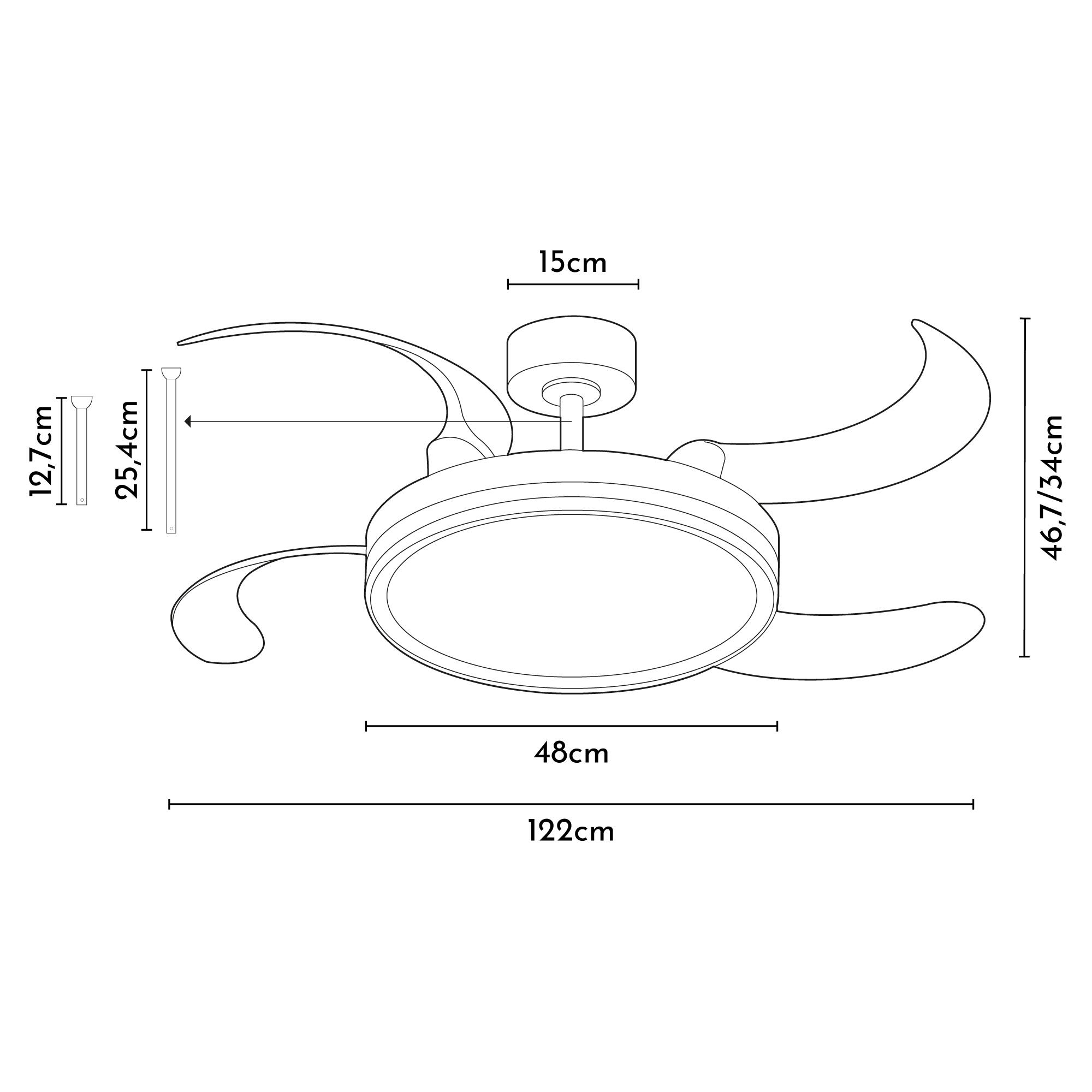 Ventilador de techo con luz silencioso DC Arte Confort Notus L  blanco 122 cm - 8
