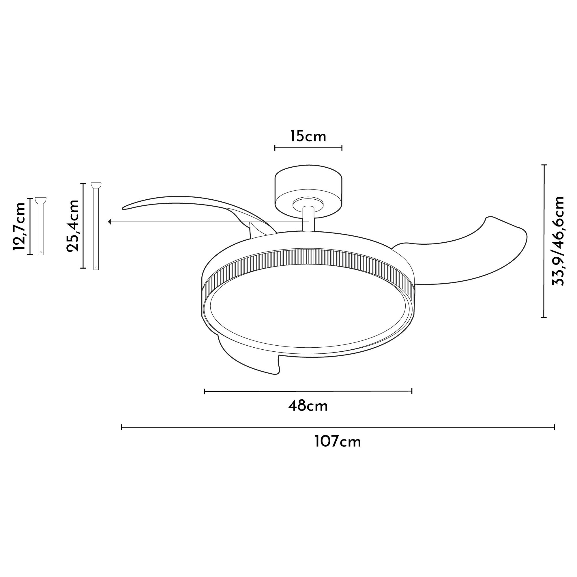Ventilador de techo con luz silencioso DC 30W con mando ø107 cm Melos ARTE CONFORT blanco luz CCT 3 aspas retráctiles tipo lámpara| 6 velocidades| modo verano/invierno| brisa| temporizador| recomendado de 13 a 20m² - 8