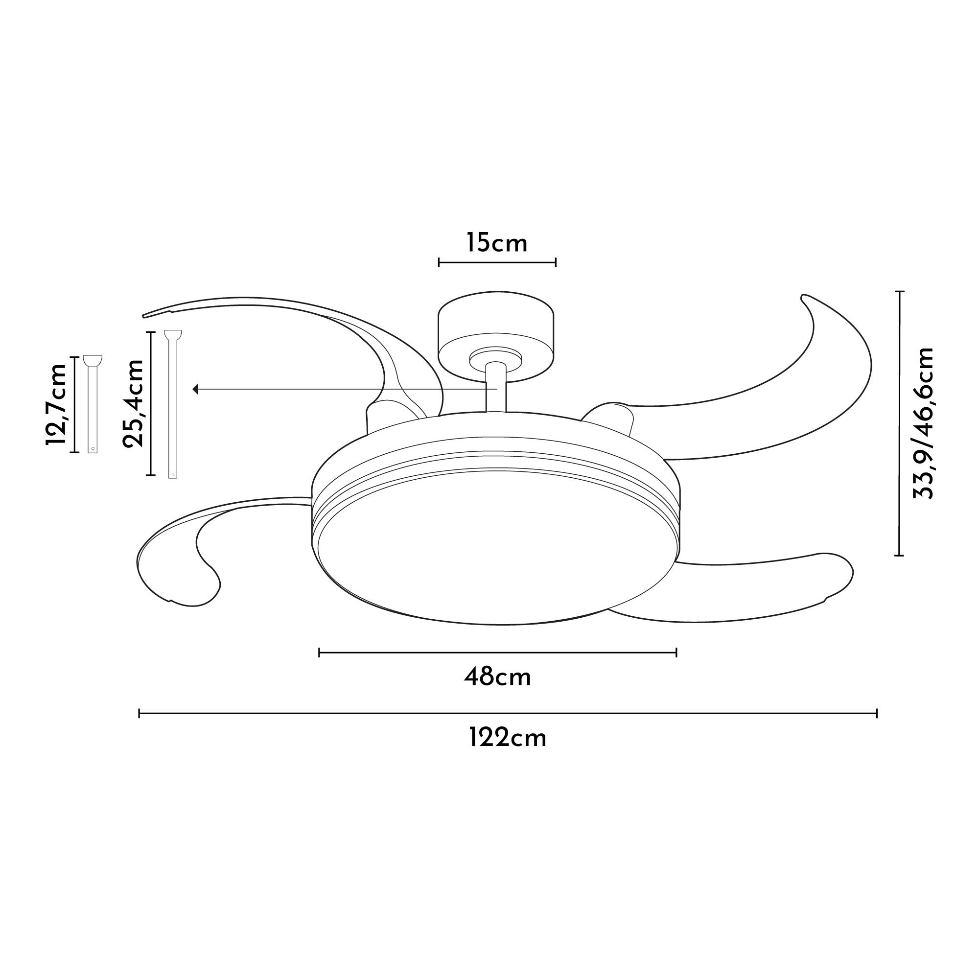Ventilador de techo con luz silencioso DC 30W con mando ø122 cm Mifa ARTE CONFORT blanco luz CCT 4 aspas retráctiles tipo lámpara| 6 velocidades| modo verano/invierno| brisa| temporizador| recomendado de 13 a 20m² - 7