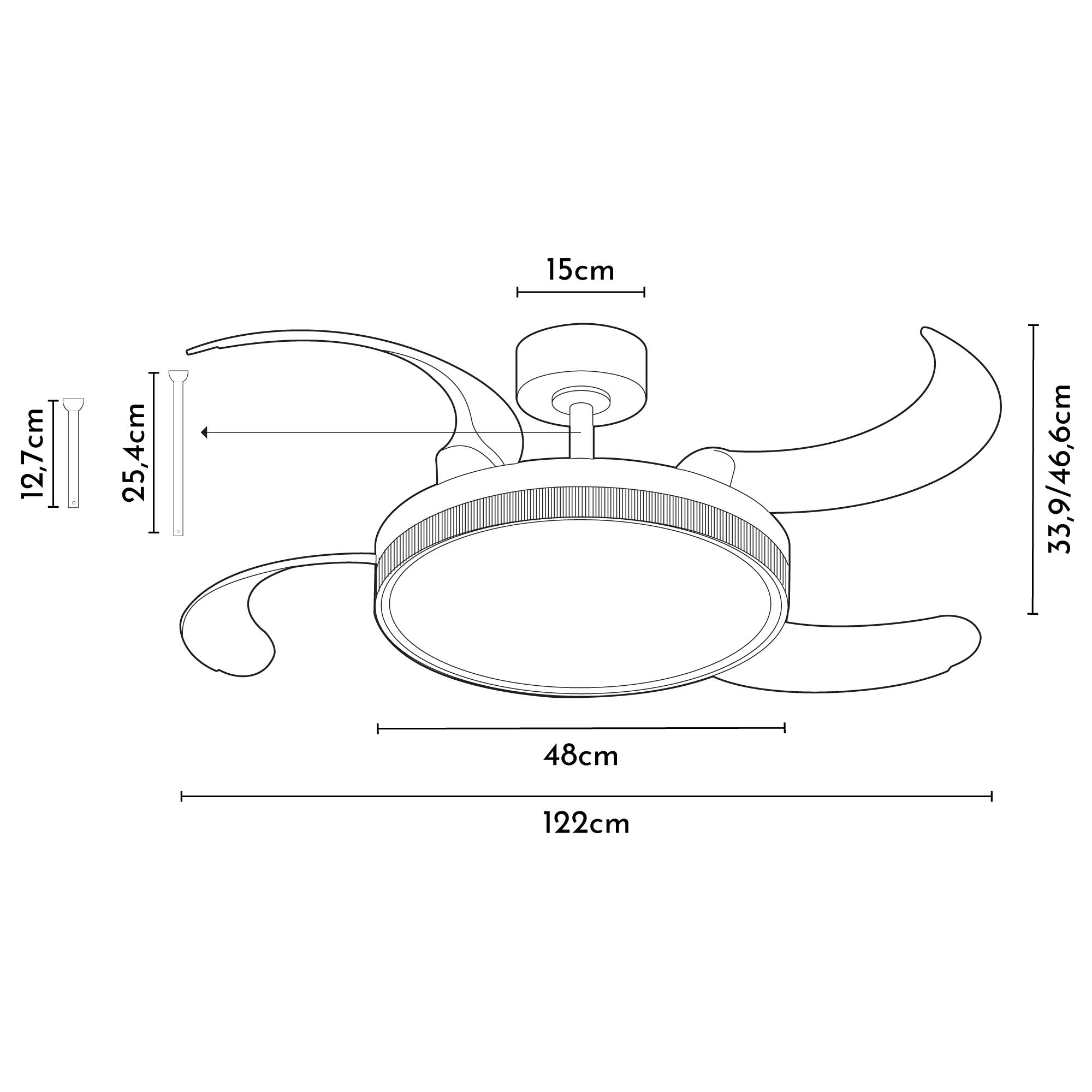 Ventilador de techo con luz silencioso DC 30W con mando ø122 cm Melos L ARTE CONFORT blanco luz CCT 4 aspas| 6 velocidades| modo verano/invierno| temporizador| brisa| recomendado de 13 a 20m² - 8