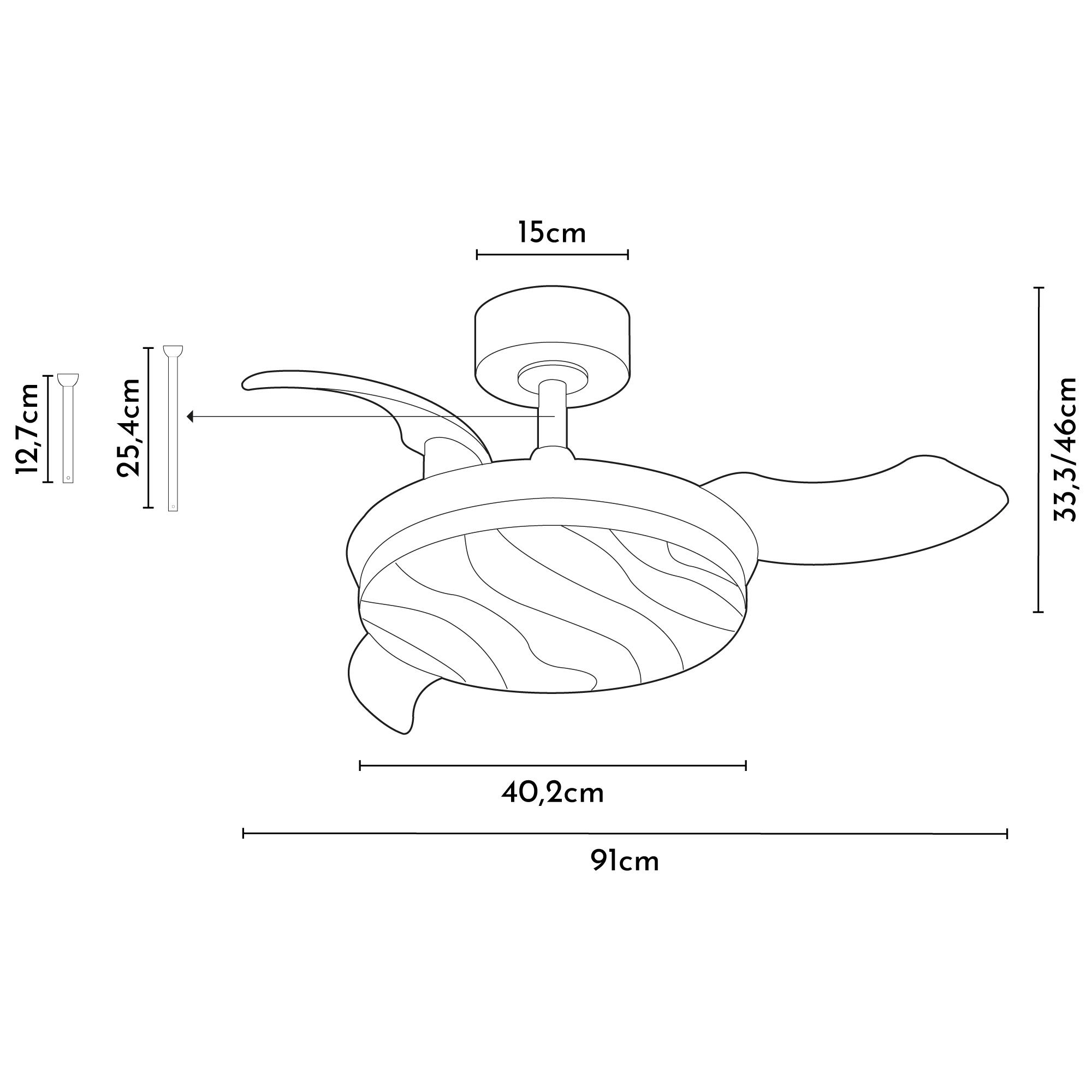 Ventilador de techo con luz silencioso DC 22W con mando ø91 cm Hyla ARTE CONFORT blanco luz CCT 3 aspas retráctiles tipo lámpara| 6 velocidades| modo verano/invierno| temporizador| brisa| recomendado para <13m² - 8