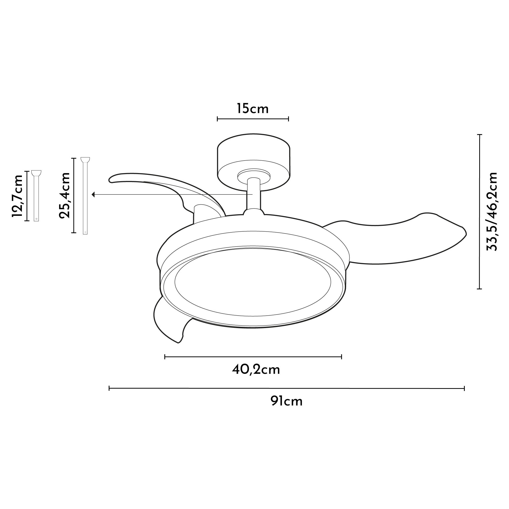 Ventilador de techo con luz silencioso DC 22W con mando ø91 cm Betel ARTE CONFORT blanco y negro luz CCT 3 aspas retráctiles tipo lámpara| 6 velocidades| modo verano/invierno| temporizador| brisa| recomendado para <13m² - 8