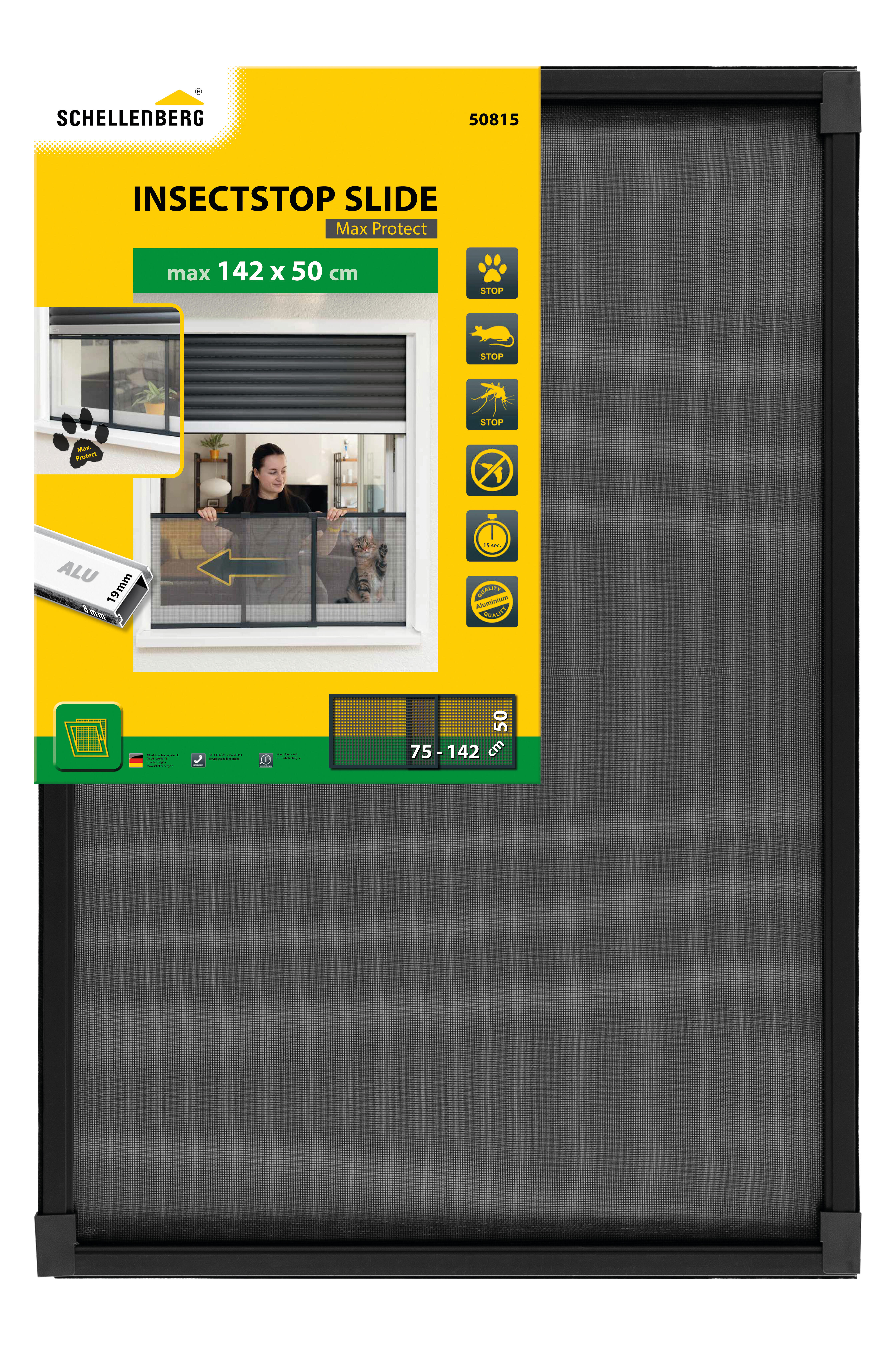 Mosquiteira para janela deslizante, malha ALUMÍNIO 50x75-142cm antracite - 5