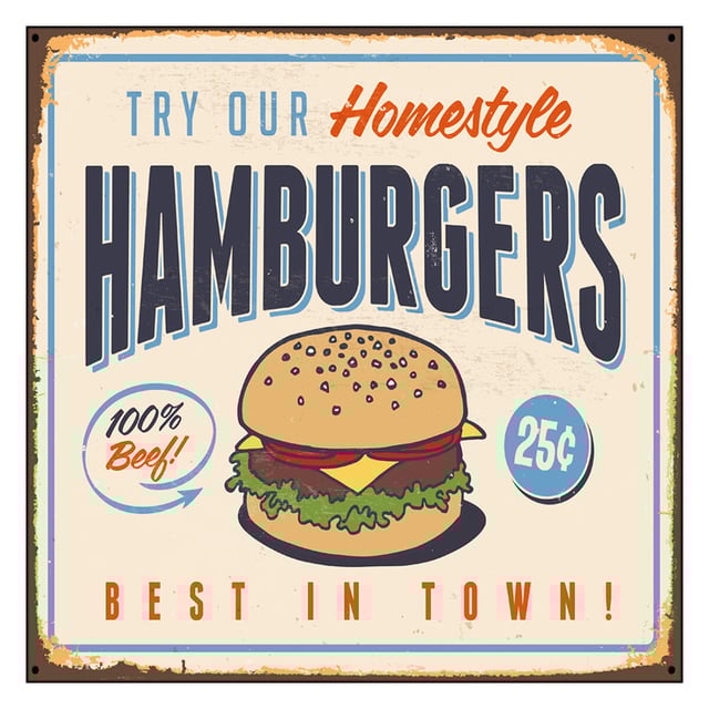 Quadro su tela HAMBURGERS, multicolore 30 x 30 cm