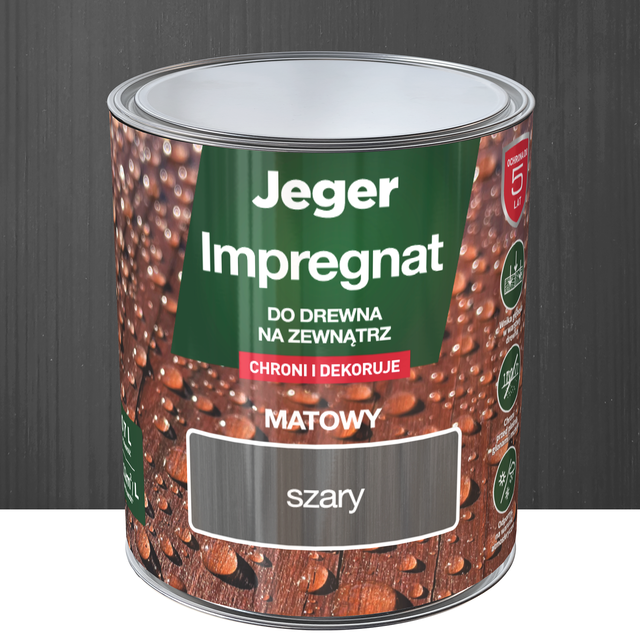 Impregnat do ochrony i dekoracji drewna szary 0.7 l Jeger