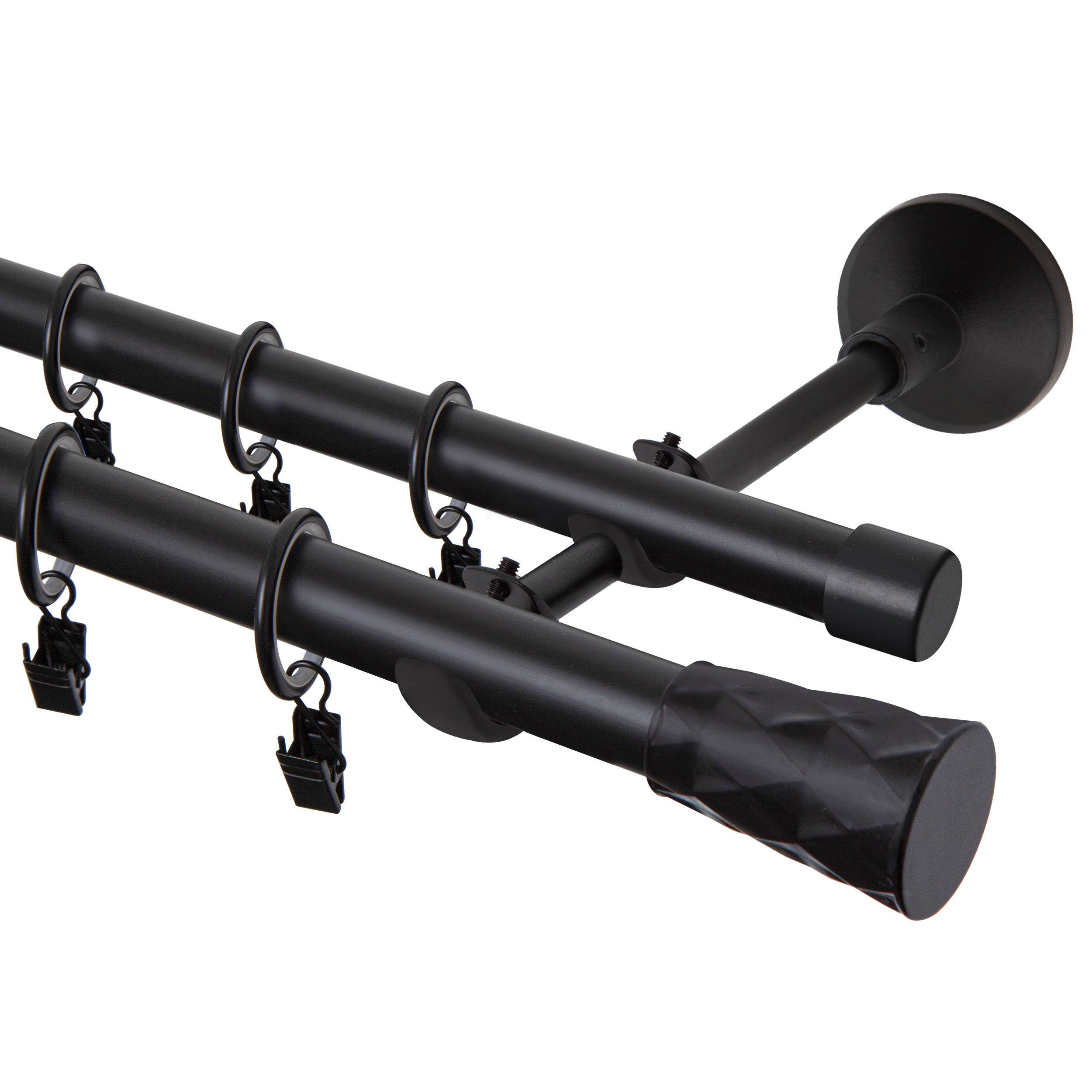 Karnisz Shape podwójny 160 czarny mat 16/19 mm