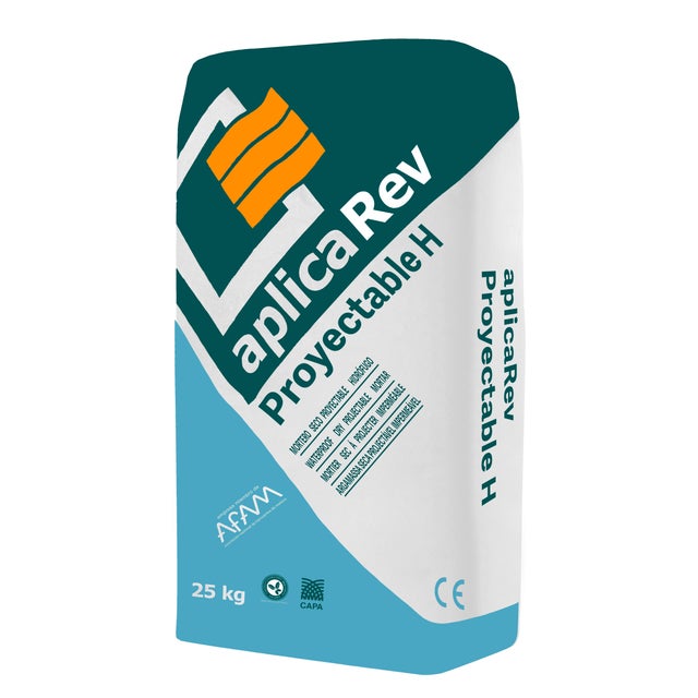 MORTERO DE REVOCO CAPA GRUESA  HIDRÓFUGO APLICAREV PROYECTABLE H 25 KG GRIS