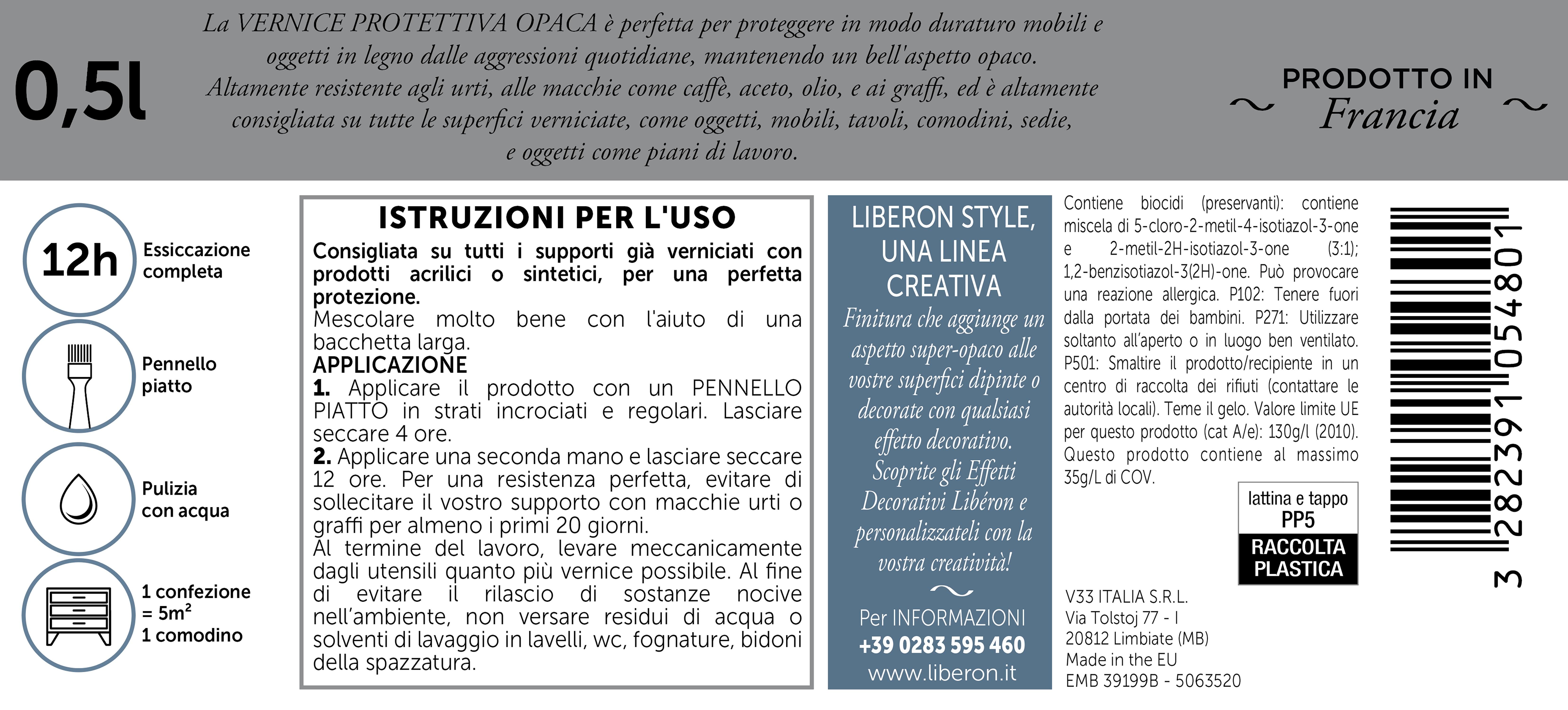 Pittura LIBÉRON VERNICE PROTETTIVA 0.5 L incolore opaco - 3