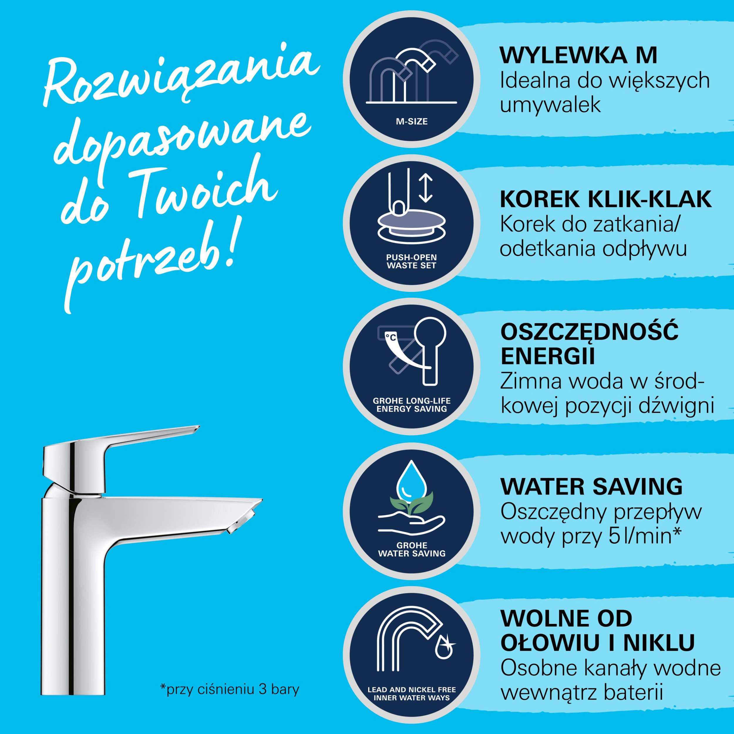 Bateria umywalkowa chrom Start 2021 M QuickFix Grohe - 7