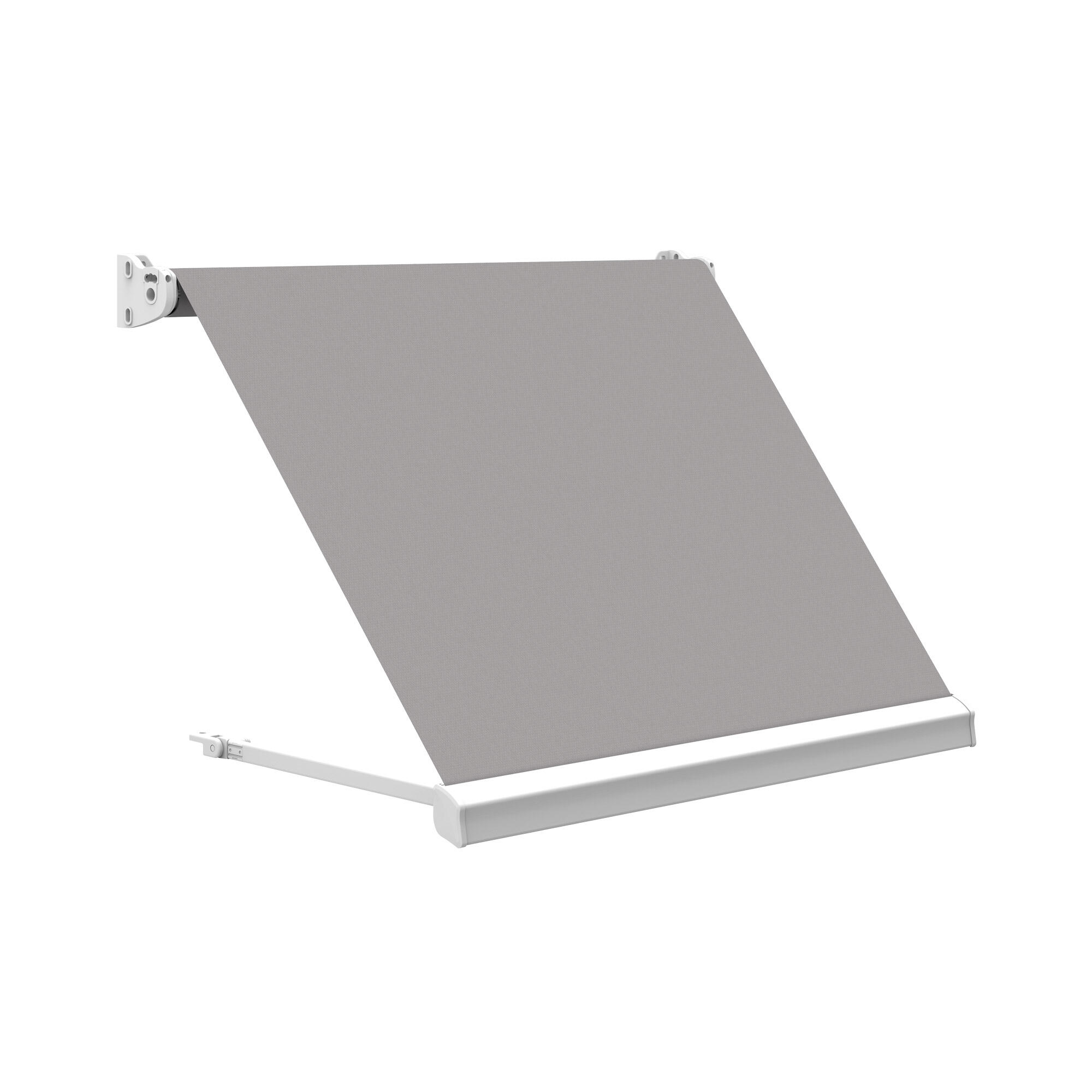 Toldo brazo estor balcón malibú motorizado estructura blanco tela gris de 1.5x2m