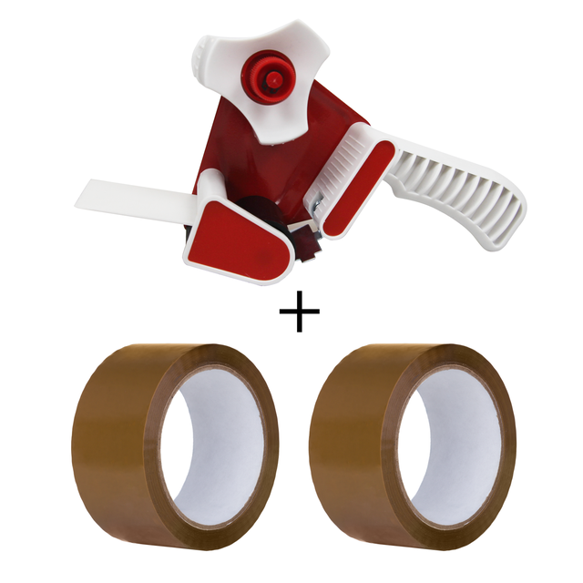 Pack 2 fitas adesivas com dispensador de fita HAVANA BROWN 48MMX50M PP