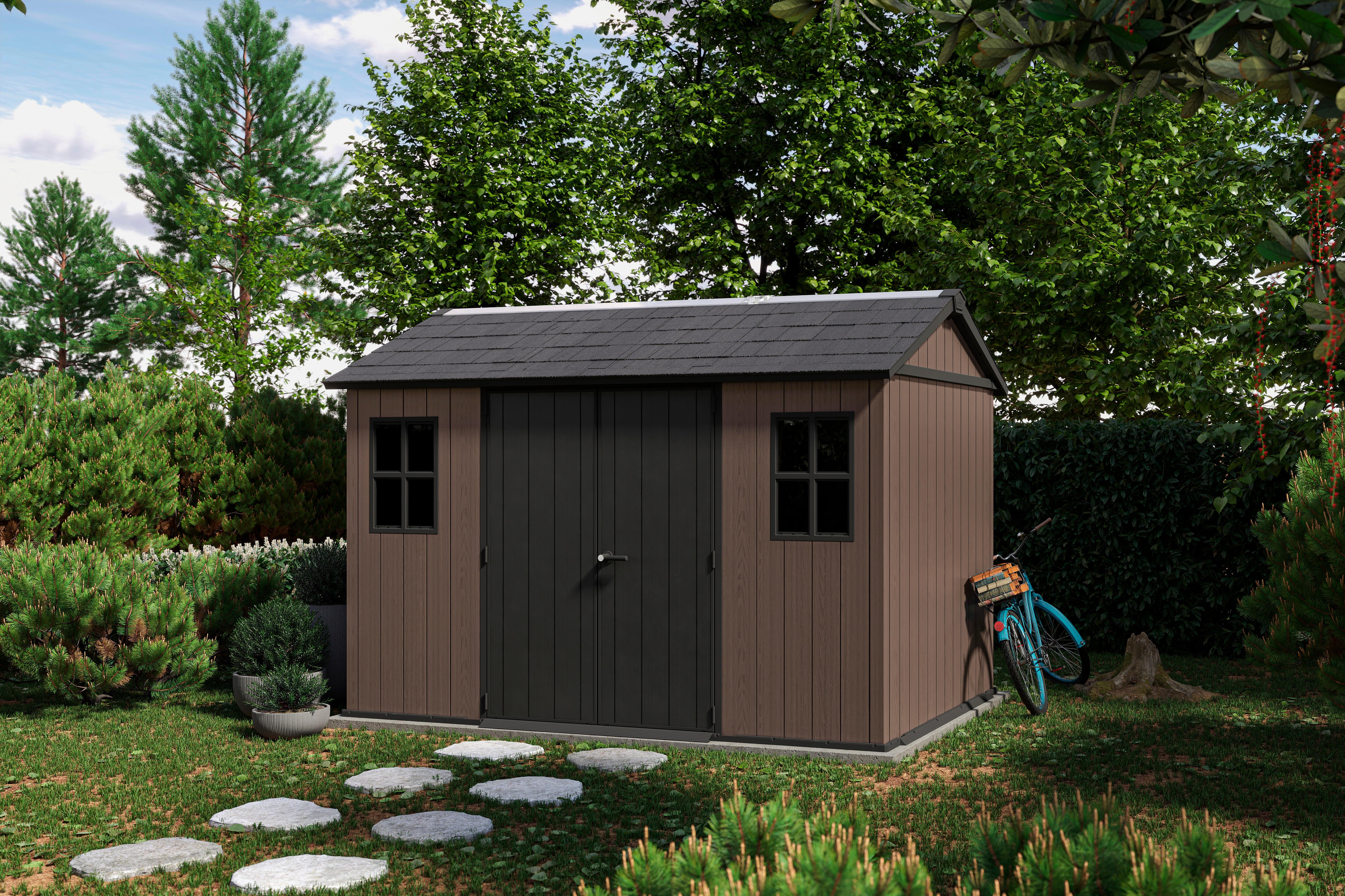 Caseta de resina Newton Plus 7511/1175 de 228x246x350 cm y 7.2 m2 con 20 mm espesor y doble puerta abatible KETER - 6