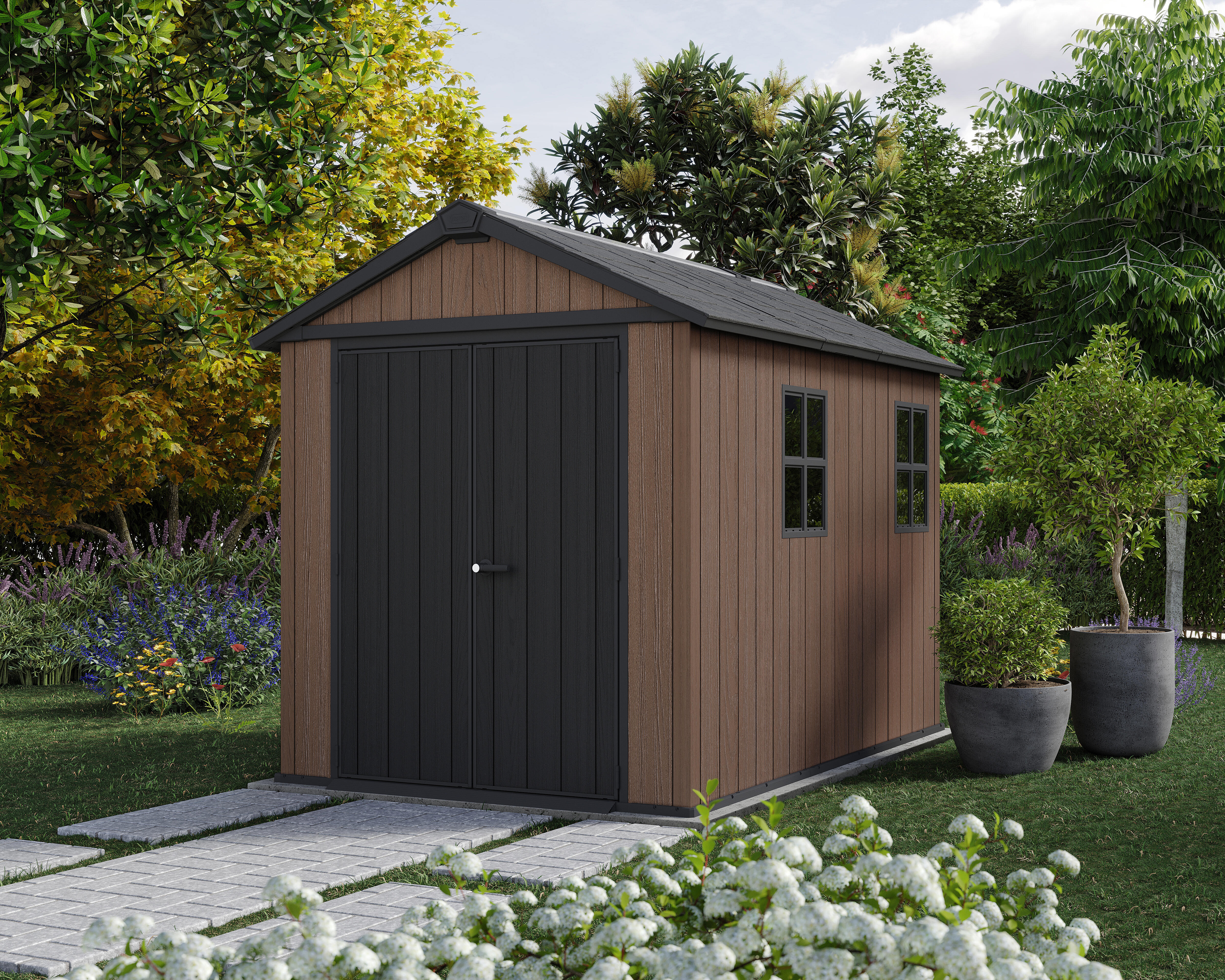 Caseta de resina Newton Plus 7511/1175 de 228x246x350 cm y 7.2 m2 con 20 mm espesor y doble puerta abatible KETER - 5