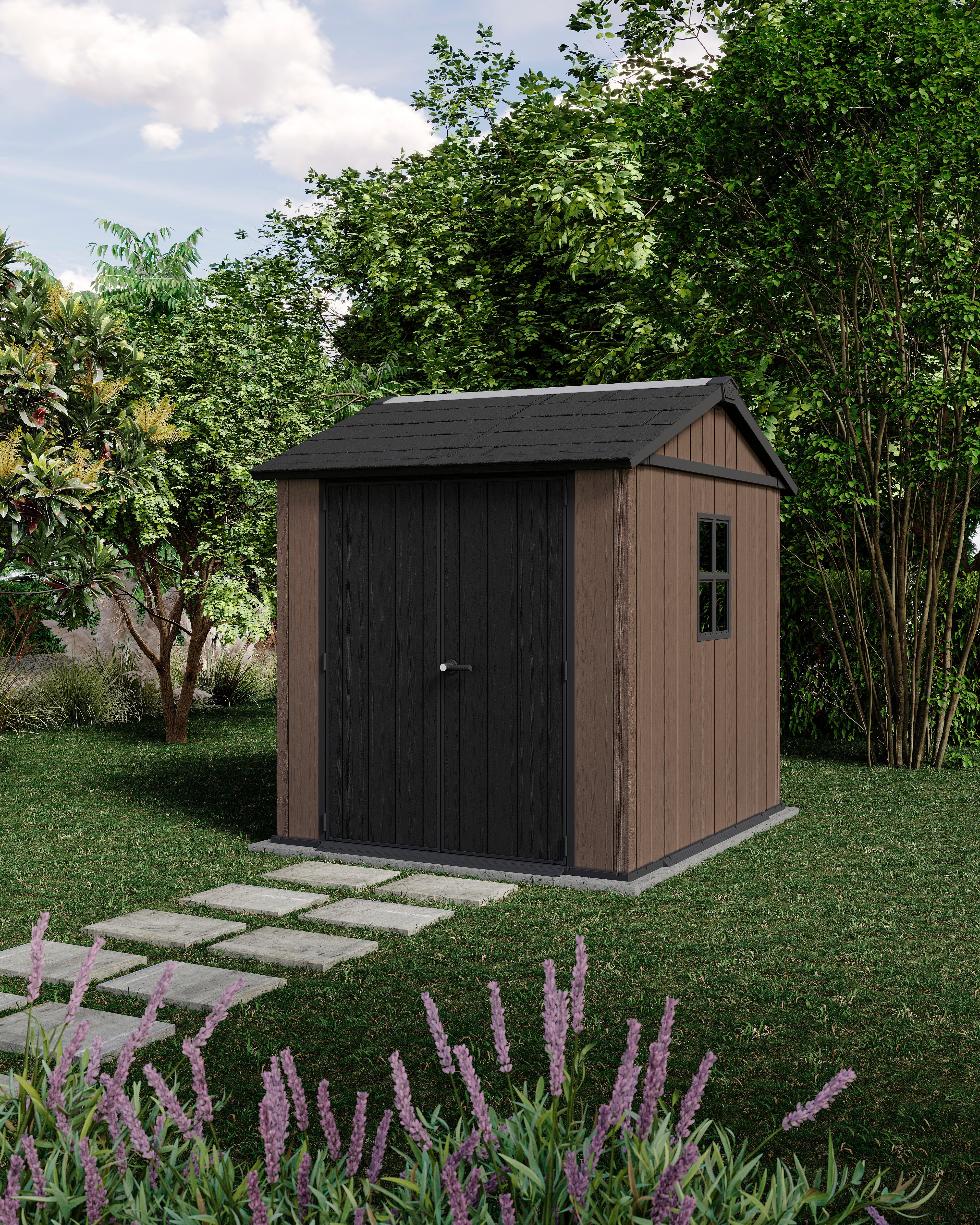 Caseta de resina Newton Plus 757/775 de 228x252x224 cm y 4.4 m2 con 20 mm espesor y doble puerta abatible KETER - 7