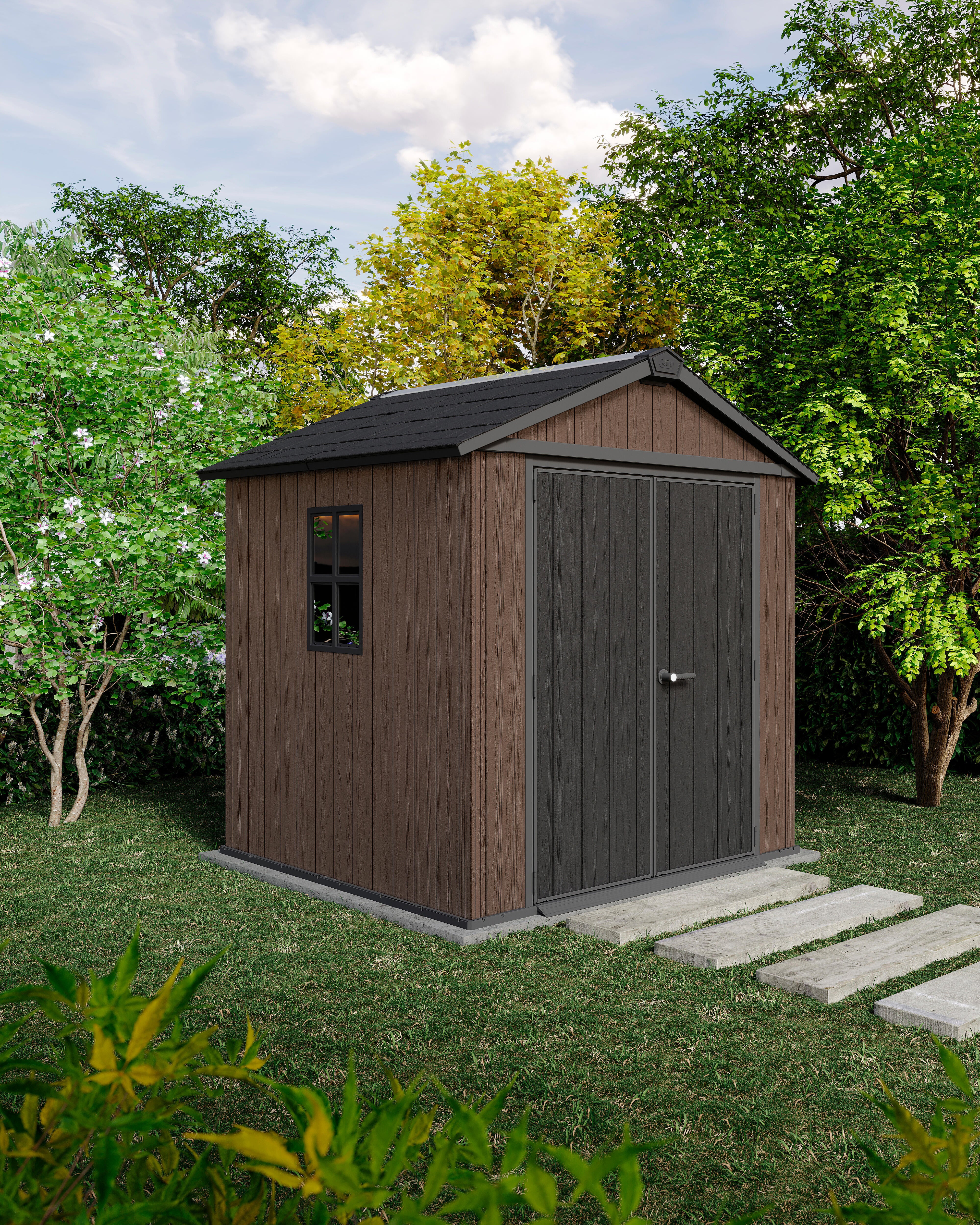 Caseta de resina Newton Plus 757/775 de 228x252x224 cm y 4.4 m2 con 20 mm espesor y doble puerta abatible KETER - 6