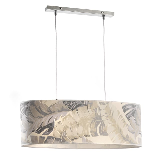 Lampadario Glamour SOSPENSIONE FANTASIA PIUME OVALE 2xE27 grigio paralume grigio e beige 2x E27
