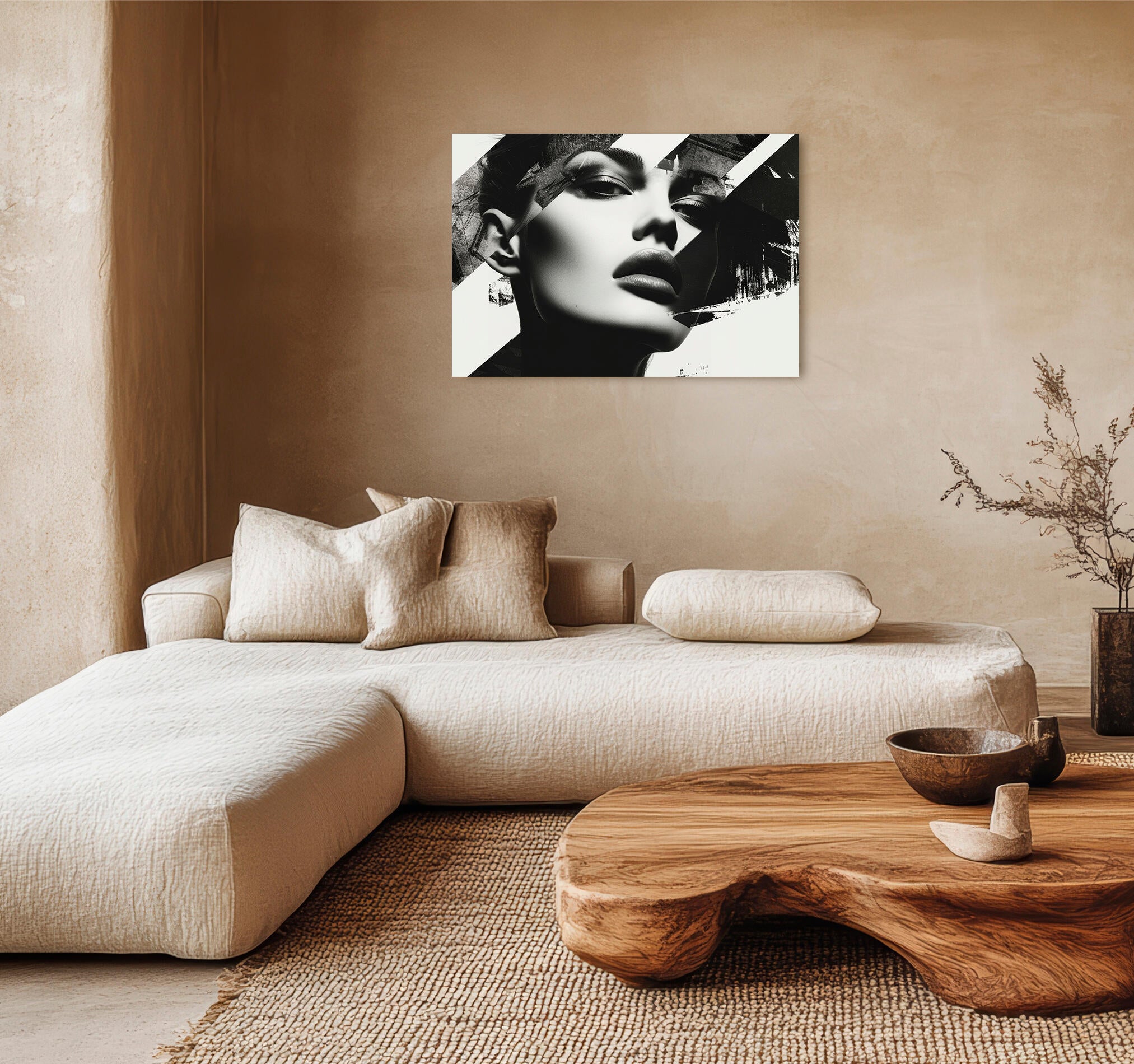 Cuadro impreso sin marco mujer rayada 70 x 100 cm