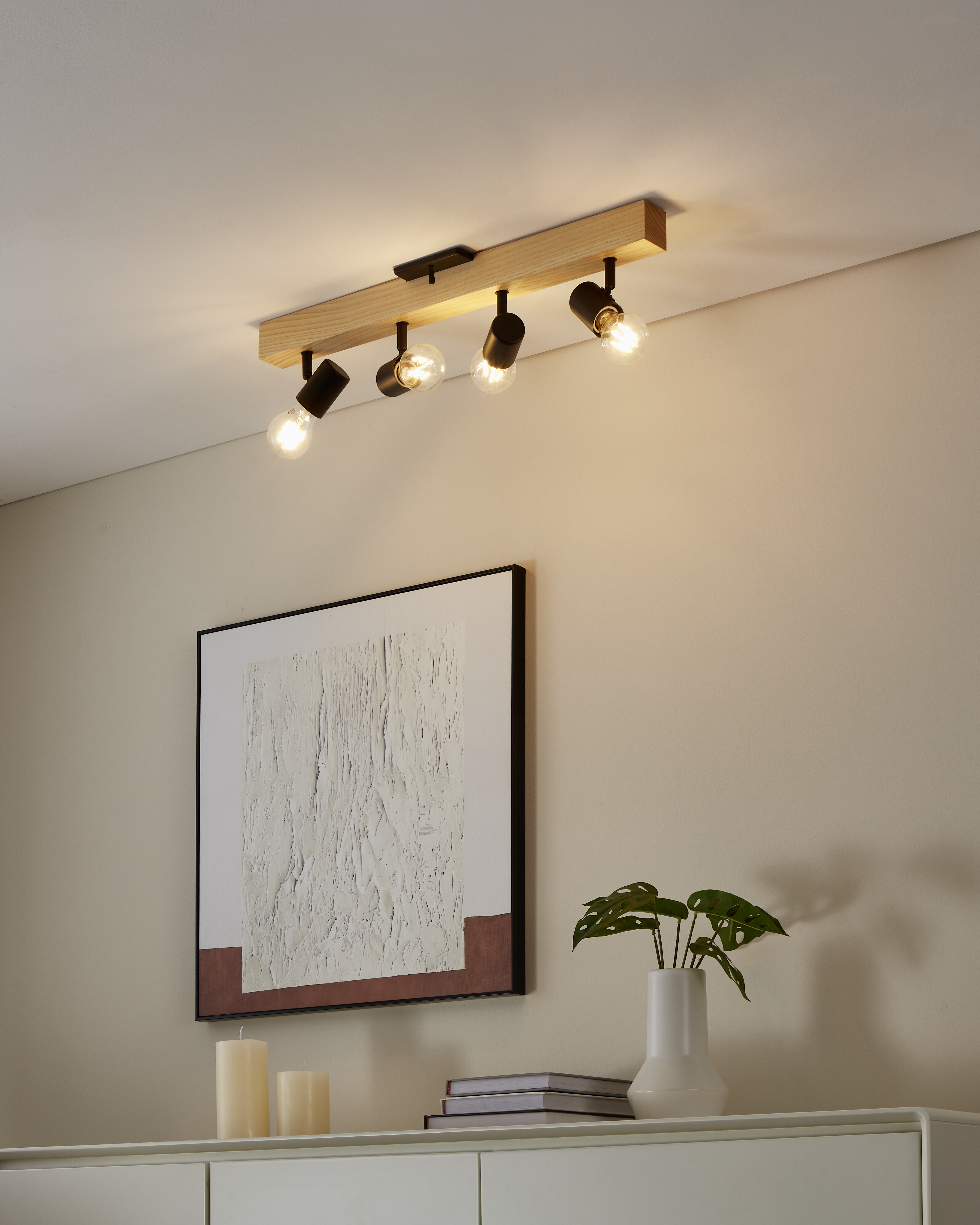 Barra de focos 4 luces Townshend madera y negro - 2